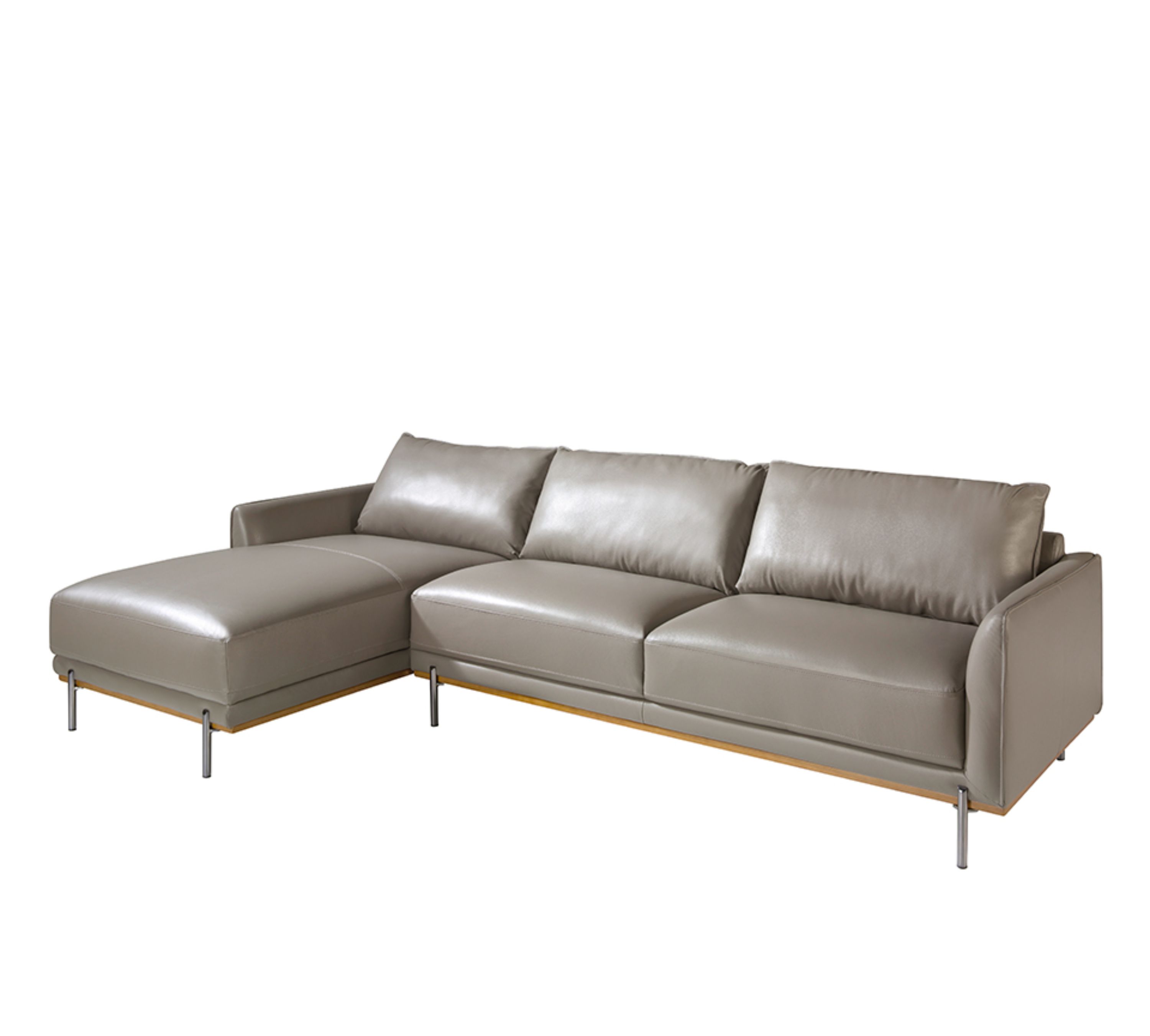 Sofa Récamiere Links Leder Grau 