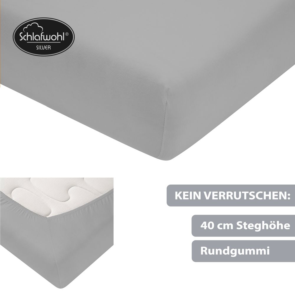Spannleintuch für Boxspringbett aus Baumwolle Hellgrau