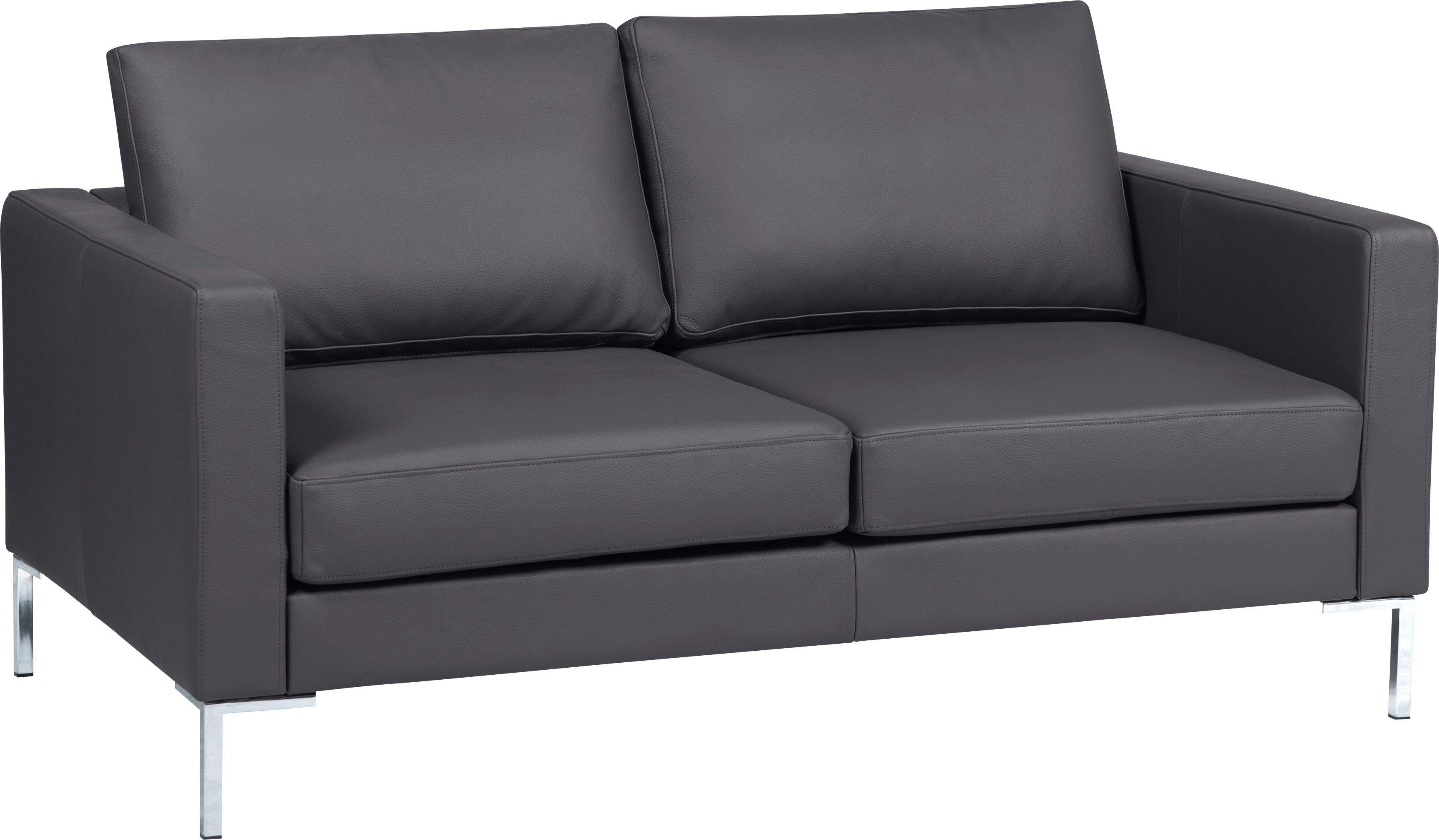 Portobello Sofa 2-Sitzer Leder Metall Dunkelgrau