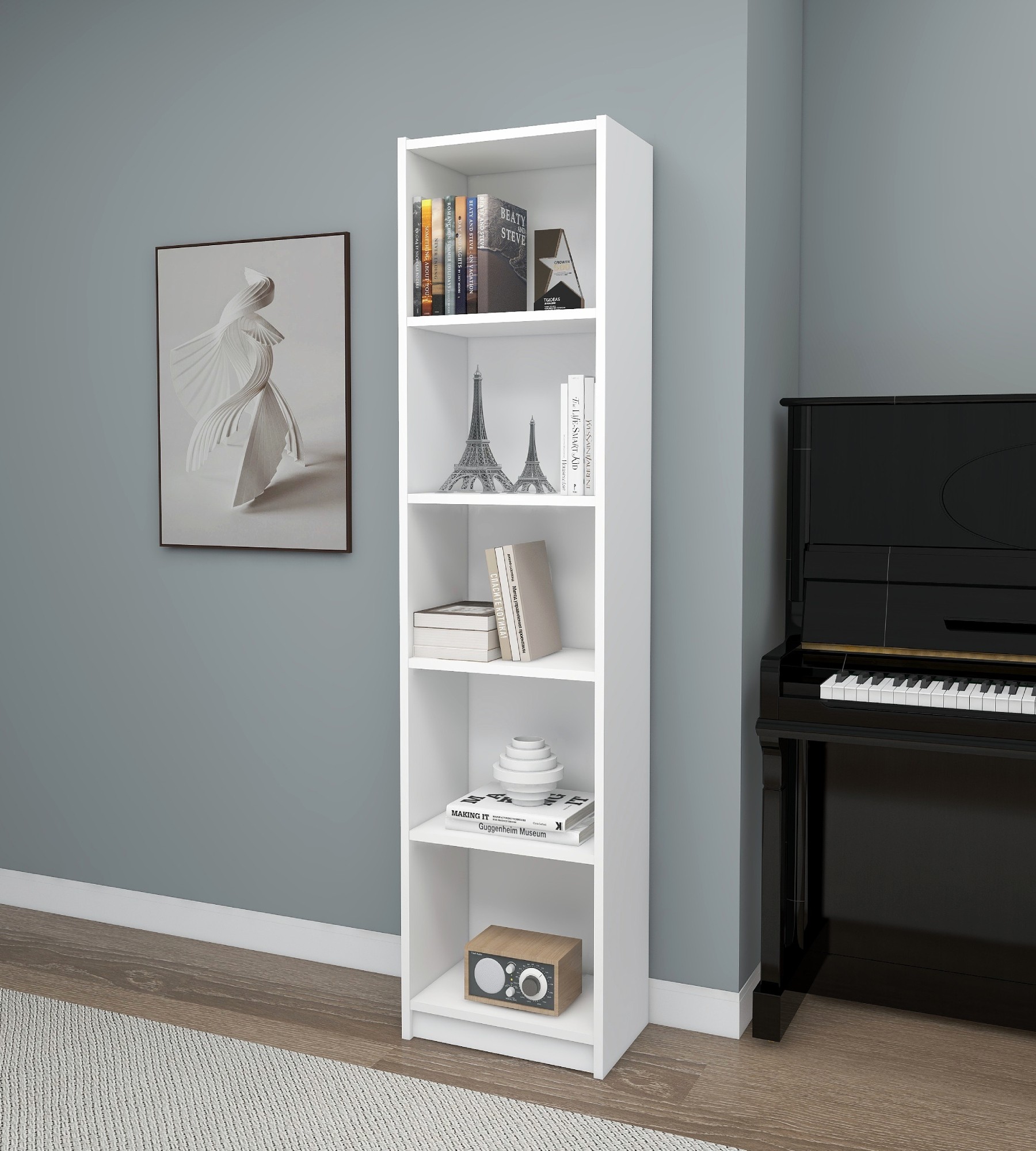 Fulya Bücherregal Holzfurnier Weiß