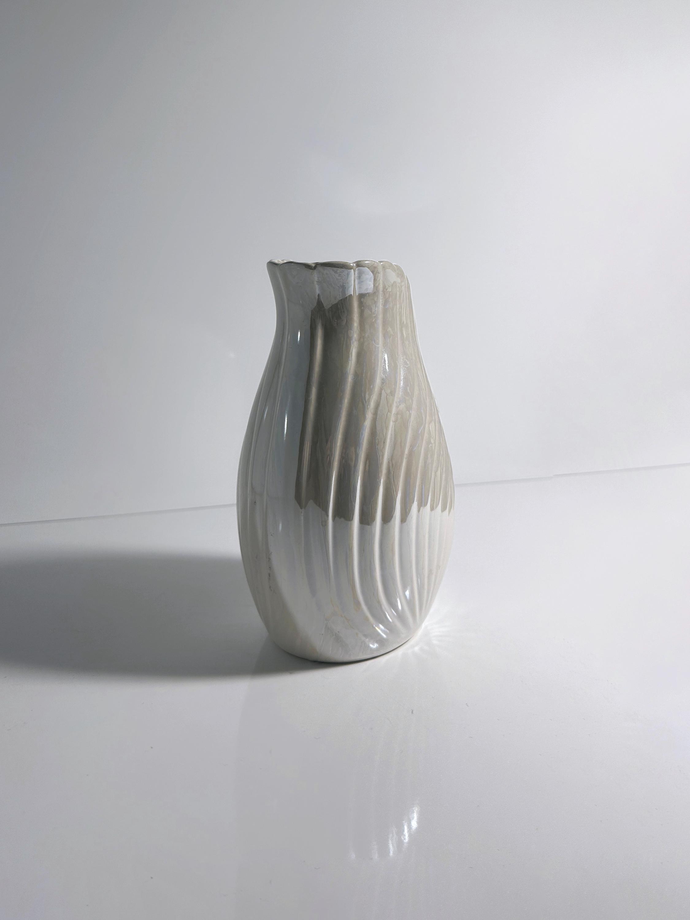 Vintage vase ceramic mother-of-pearl 1980s