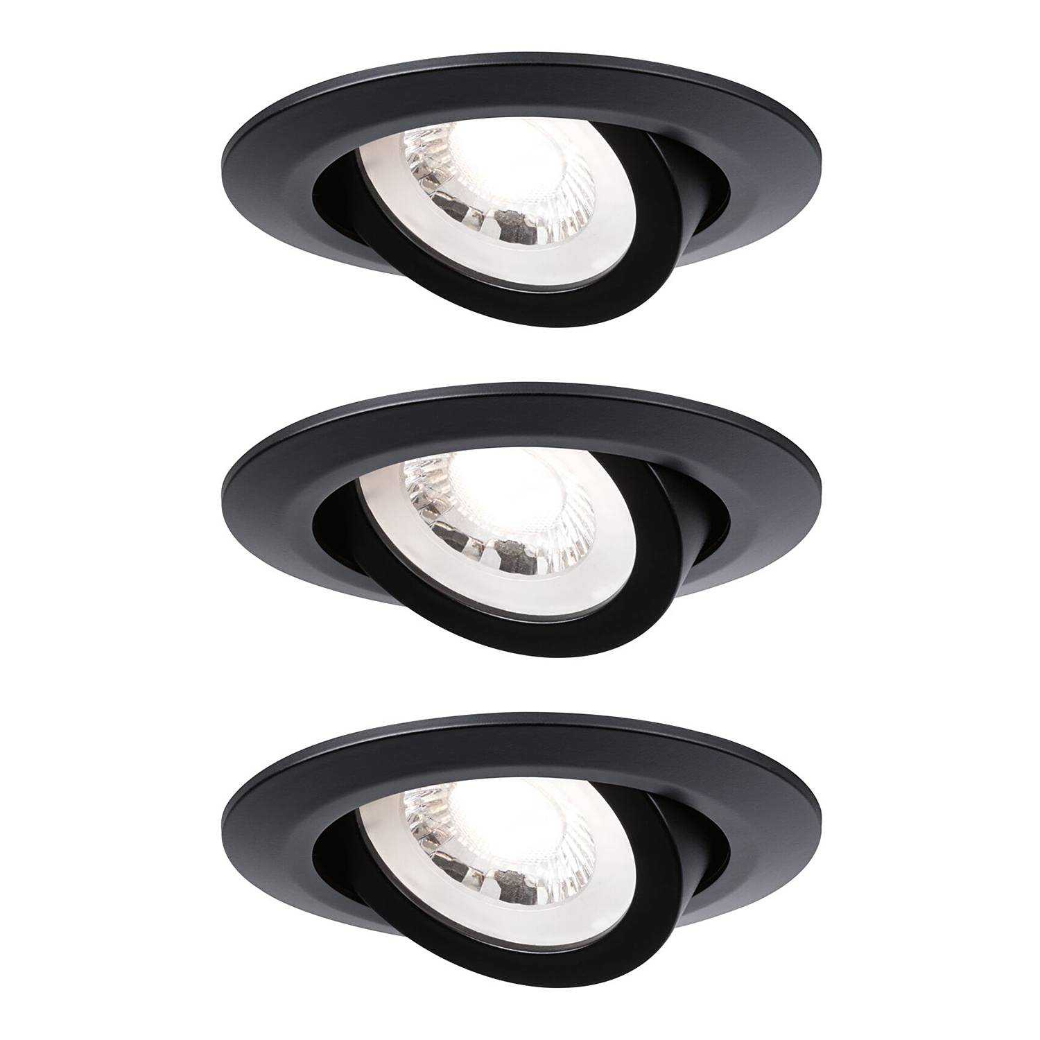 3x Recessed spotlights Medard Swivel Black