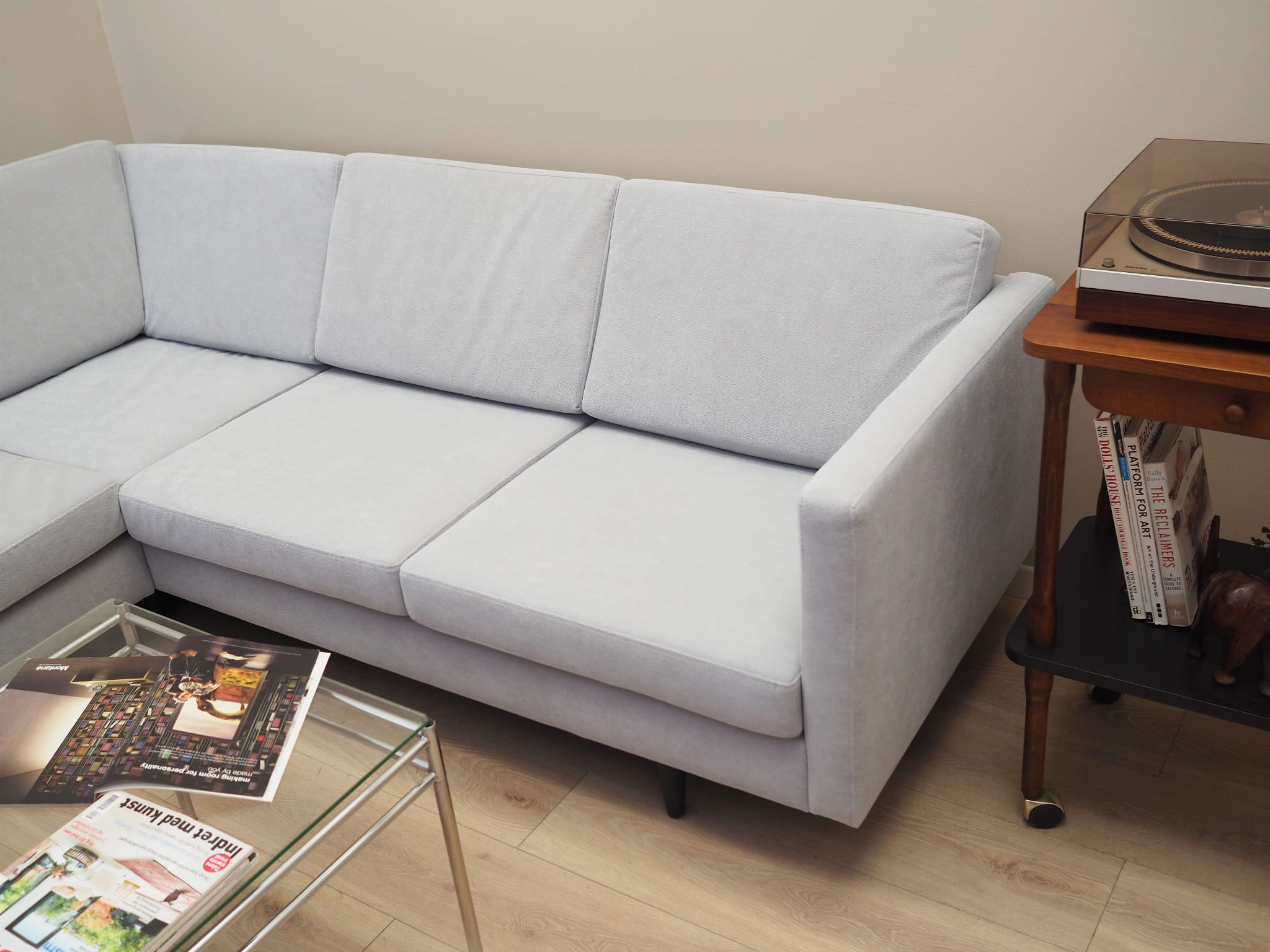 Corner sofa textile grey 1990s