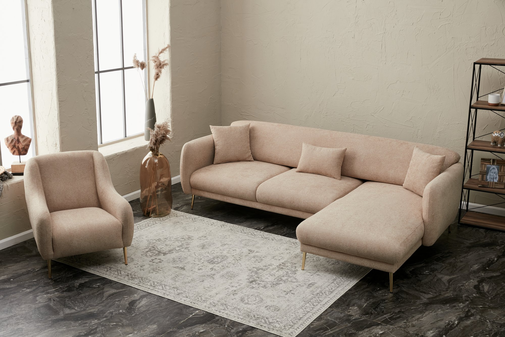 Simena Sofa Récamiere Rechts Beige