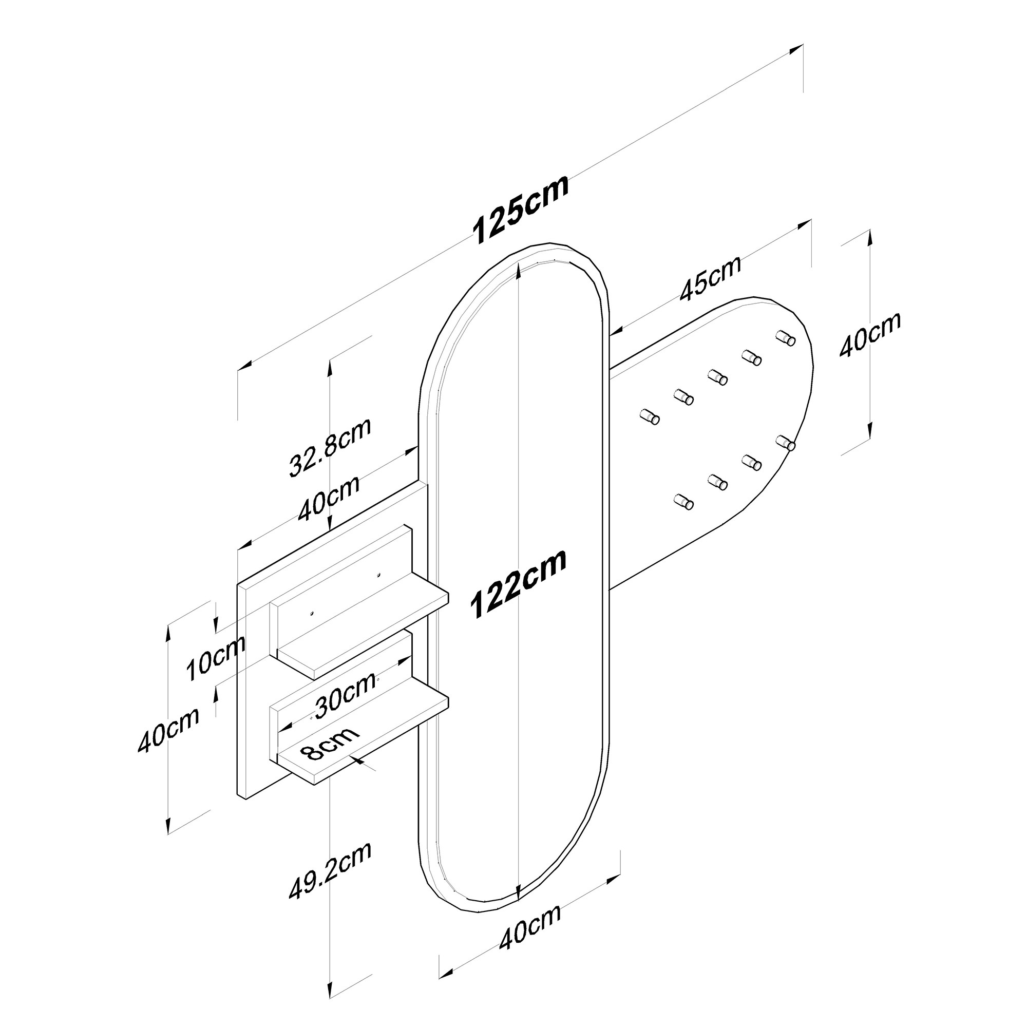 P3 Appendiabiti impiallacciato bianco