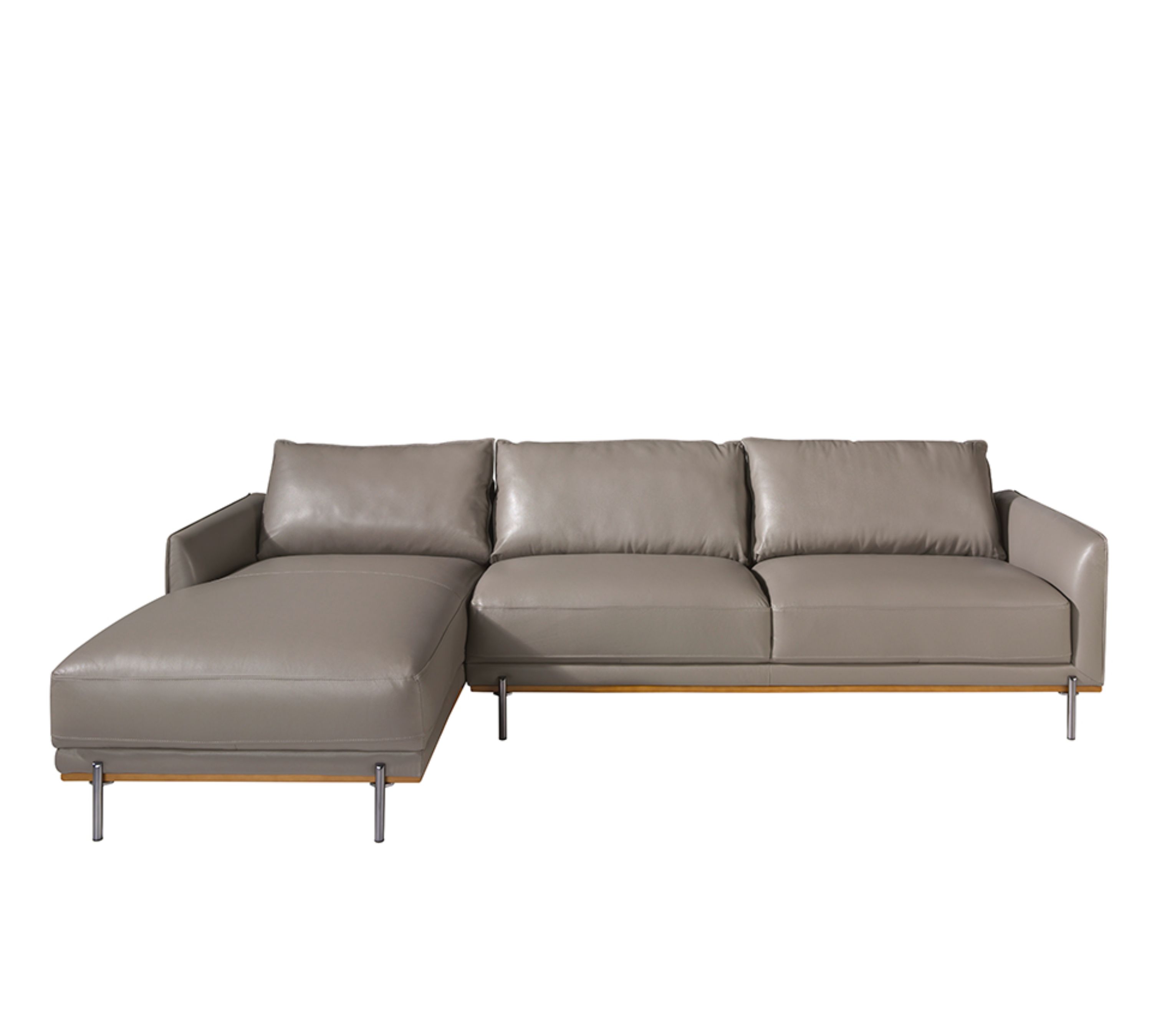 Sofa Récamiere Links Leder Grau 