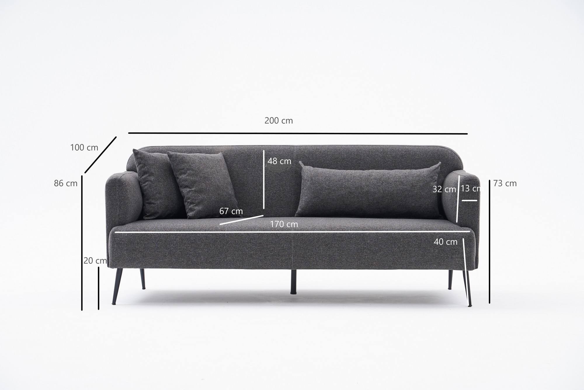 Revos Sofa 3-Sitzer Anthrazit