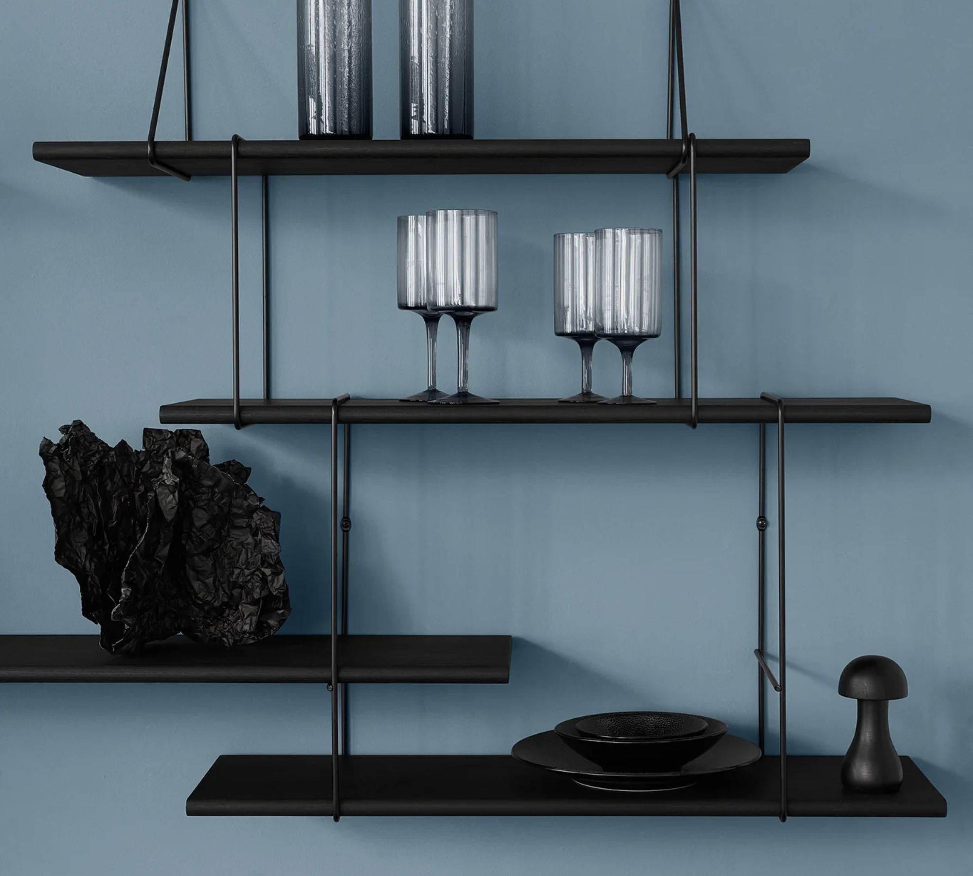 Link Duo Scaffale a parete Legno Acciaio Nero
