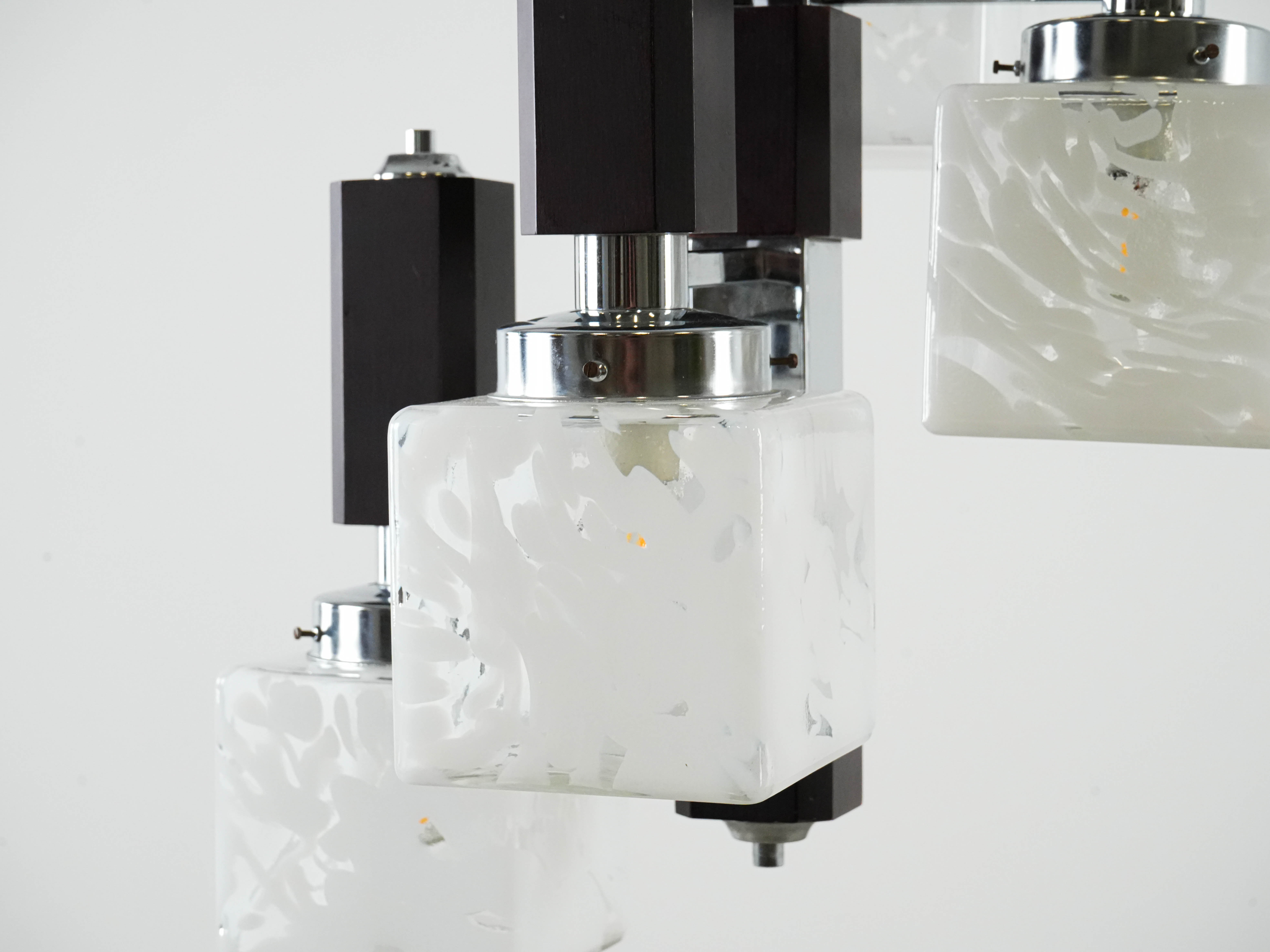 Hanging lamp glass metal 1970s