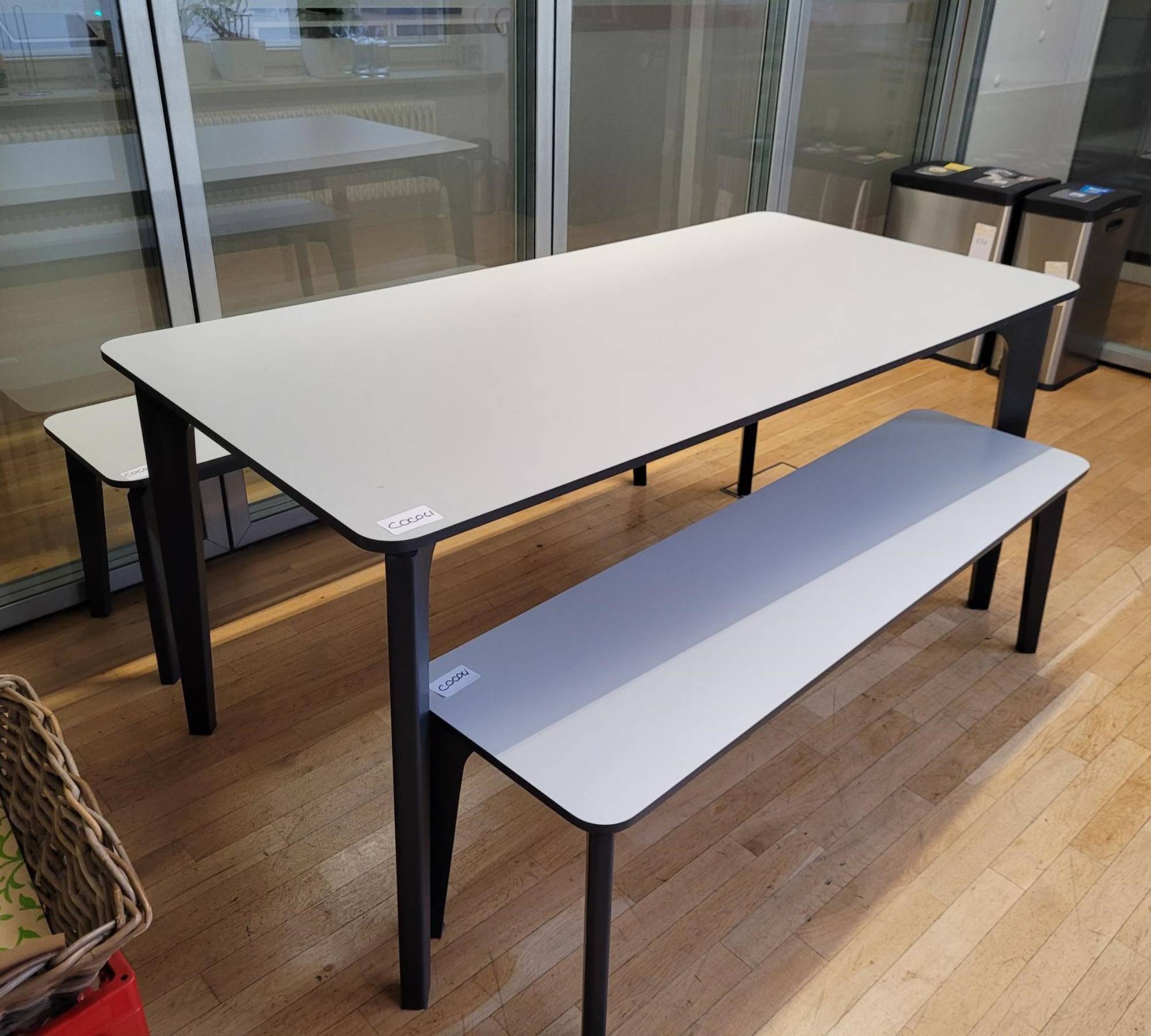 Küchengarnitur Tisch + 2x Sitzbank Weiß