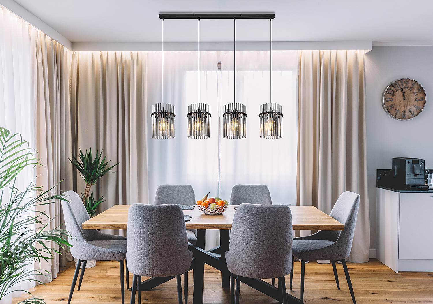 Gorley Pendelleuchte Farbglas Eisen Schwarz