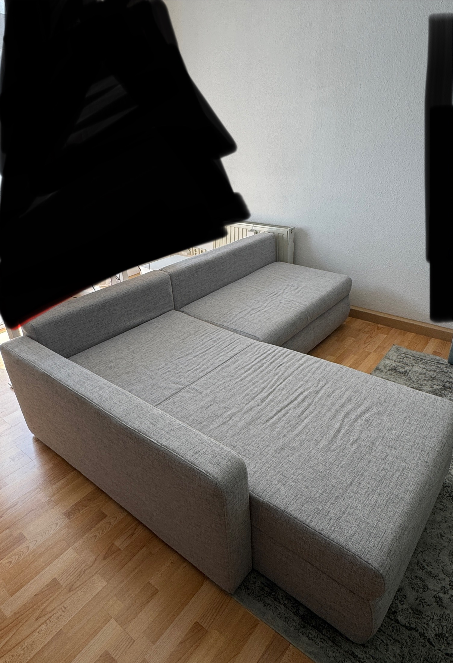 Ecksofa mit Schlaffunktion Textil Grau
