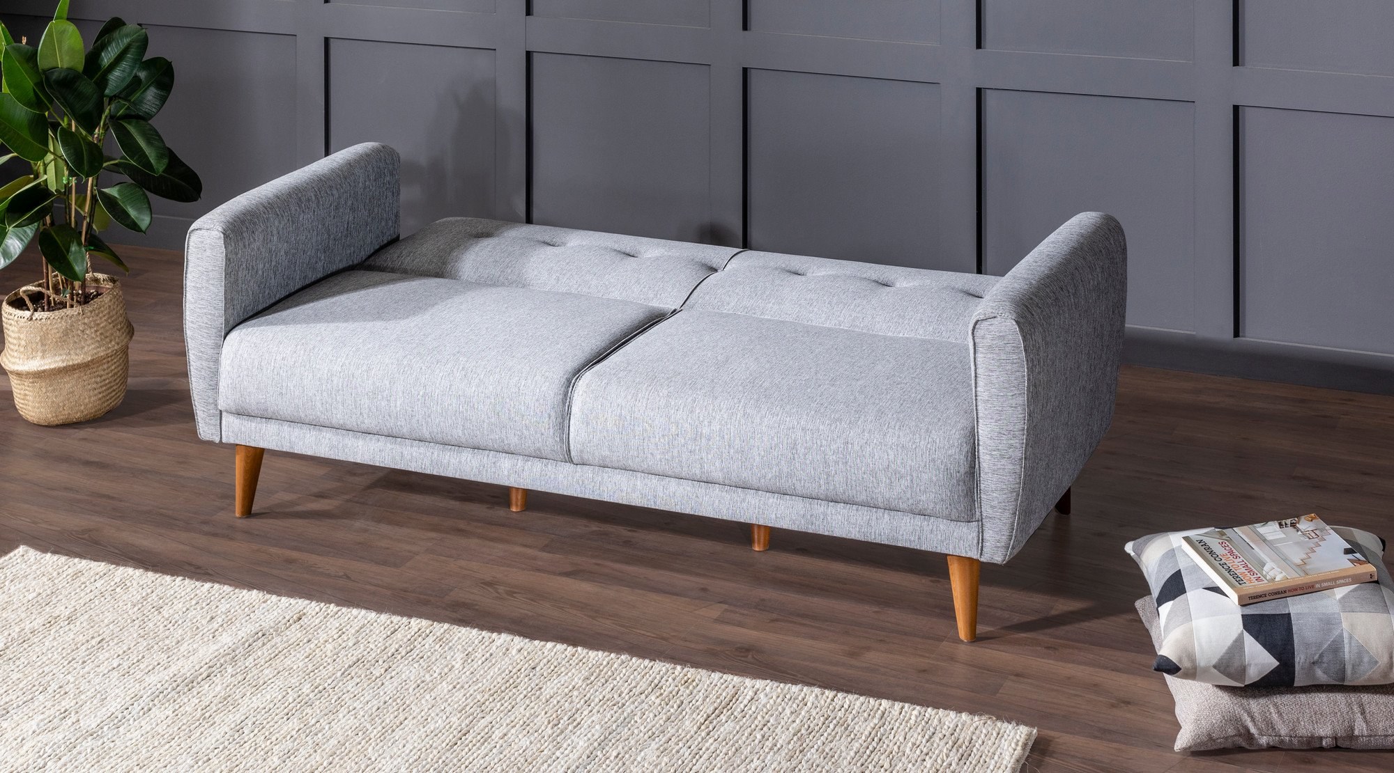 Aria Schlafsofa Set Holzfurnier Grau