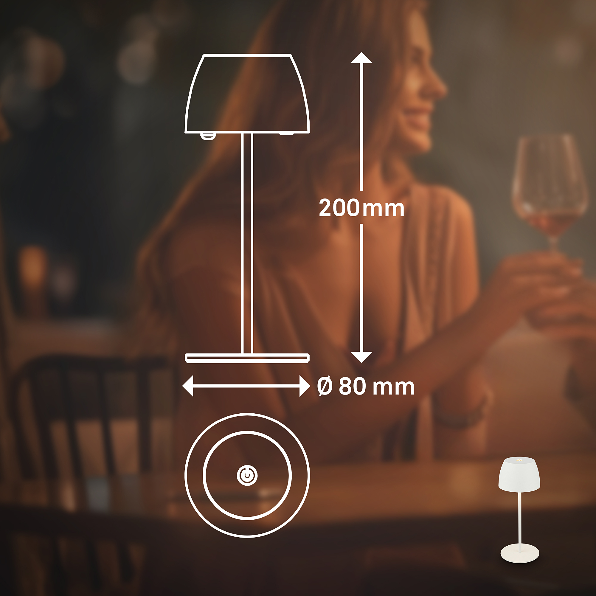 LED Battery Table Lamp Serina Mini Type A White