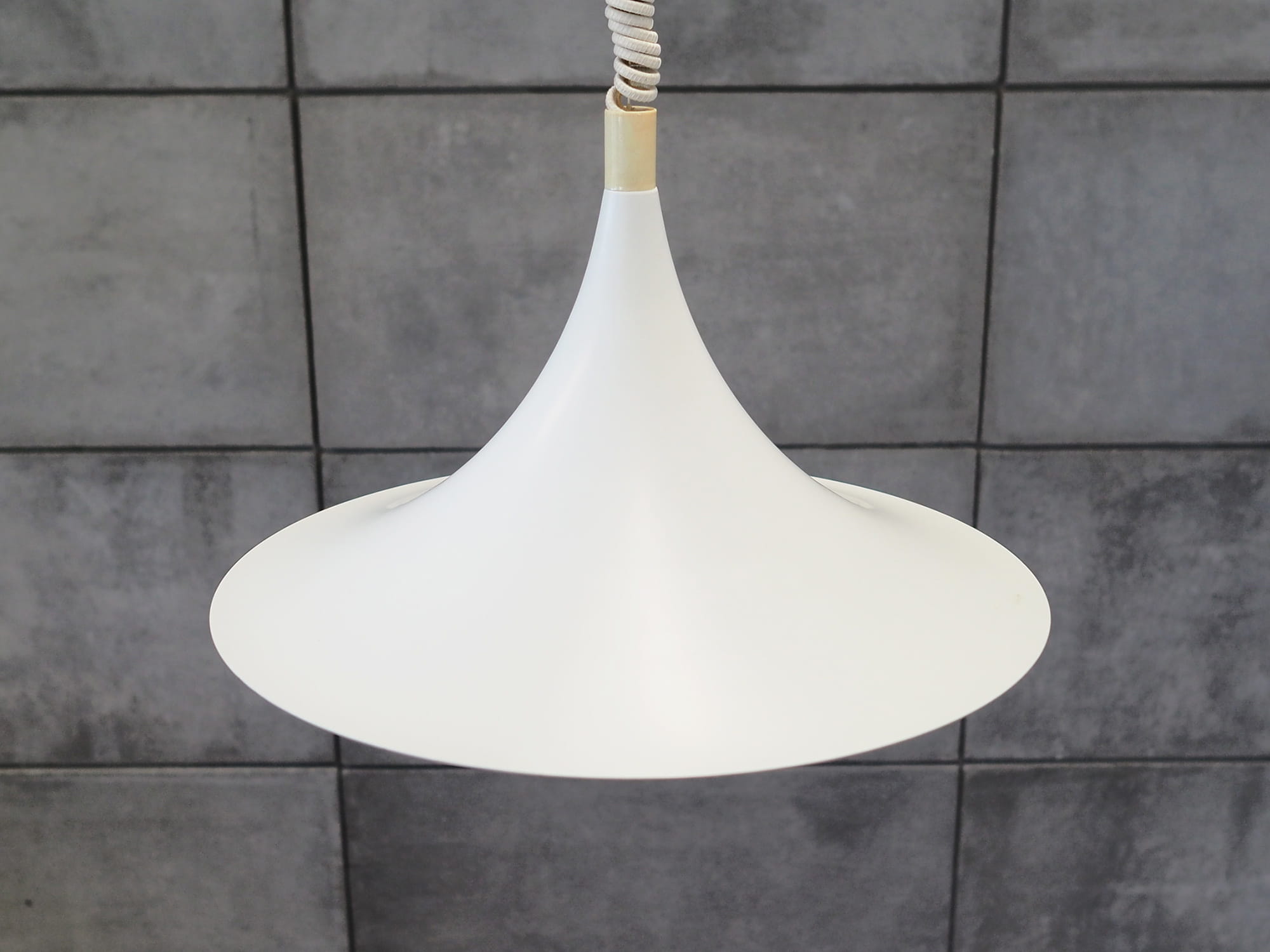 Vintage pendant lamp metal white 1960s