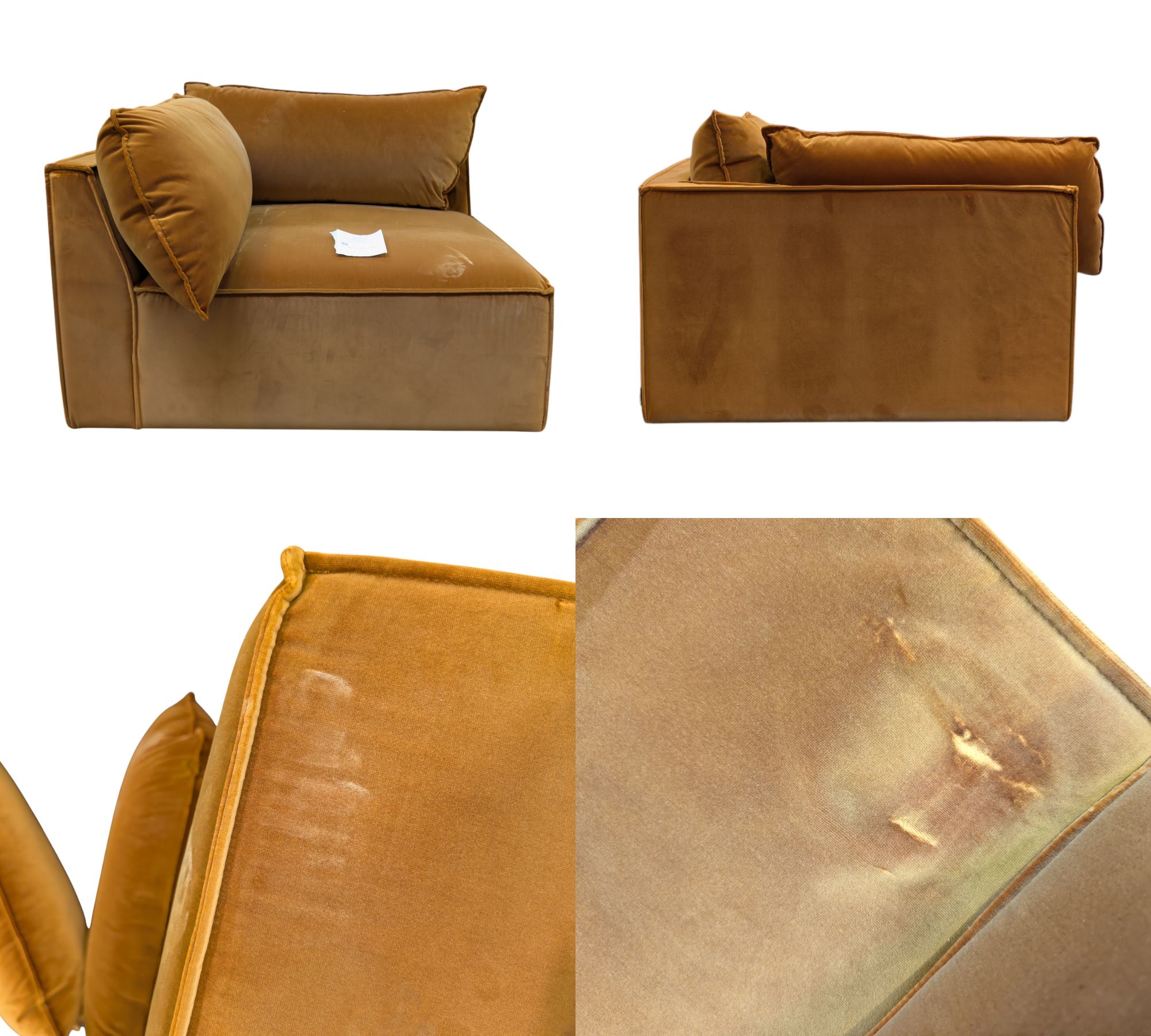 Daphne 1-Sitzer Eckmodul Links Velour Matt Amber