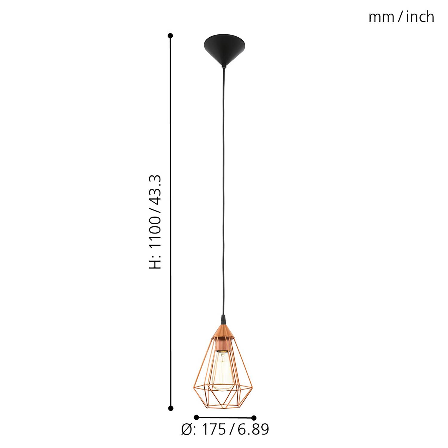 Tarbes II Pendant Lamp 1-Light Copper