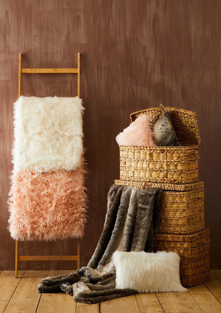 Bosie Lamina Mocha Ombre Square Fur Kissen
