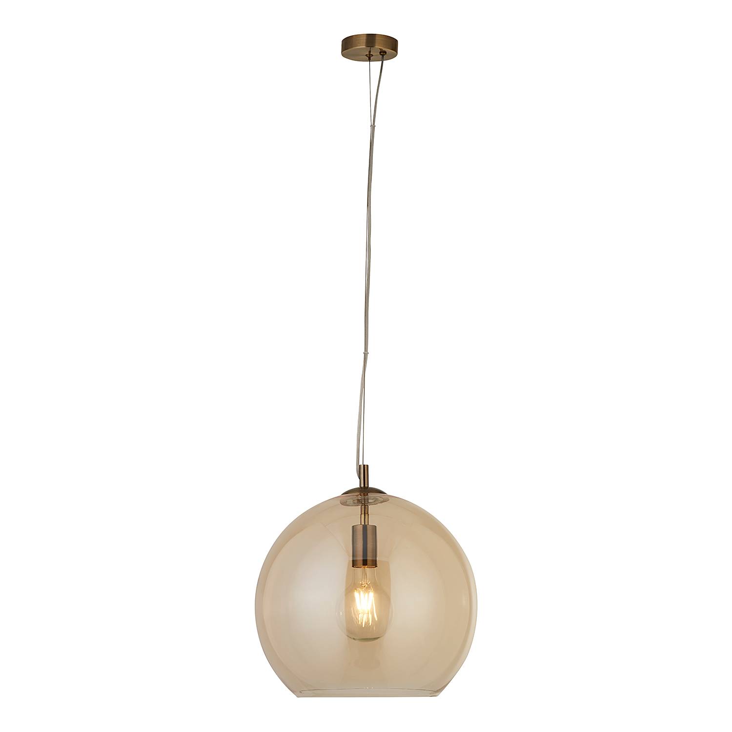 Pendant lamp Balls 1-light Steel Colored glass Amber