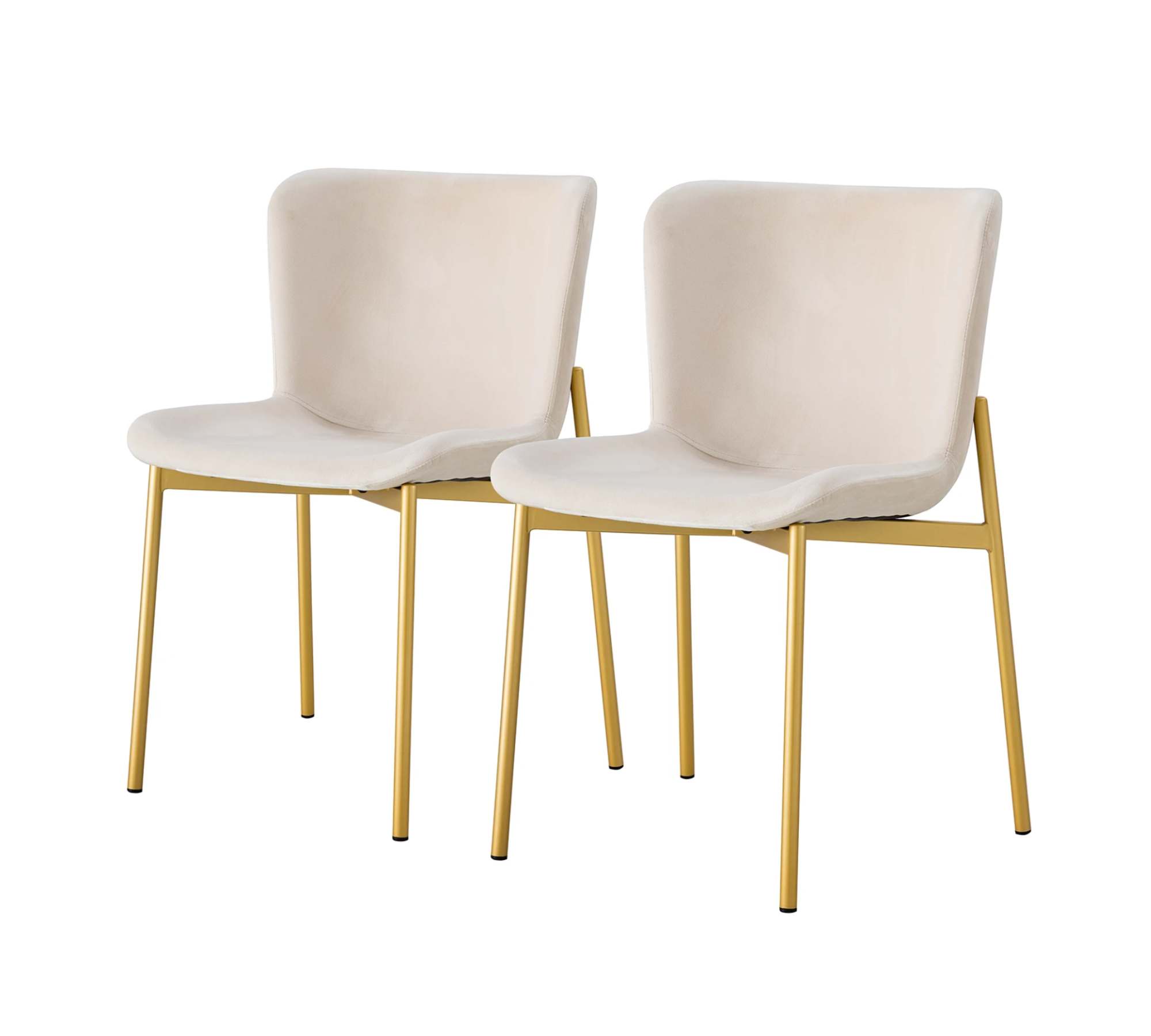2x Esszimmerstuhl Samt Eisen Creme