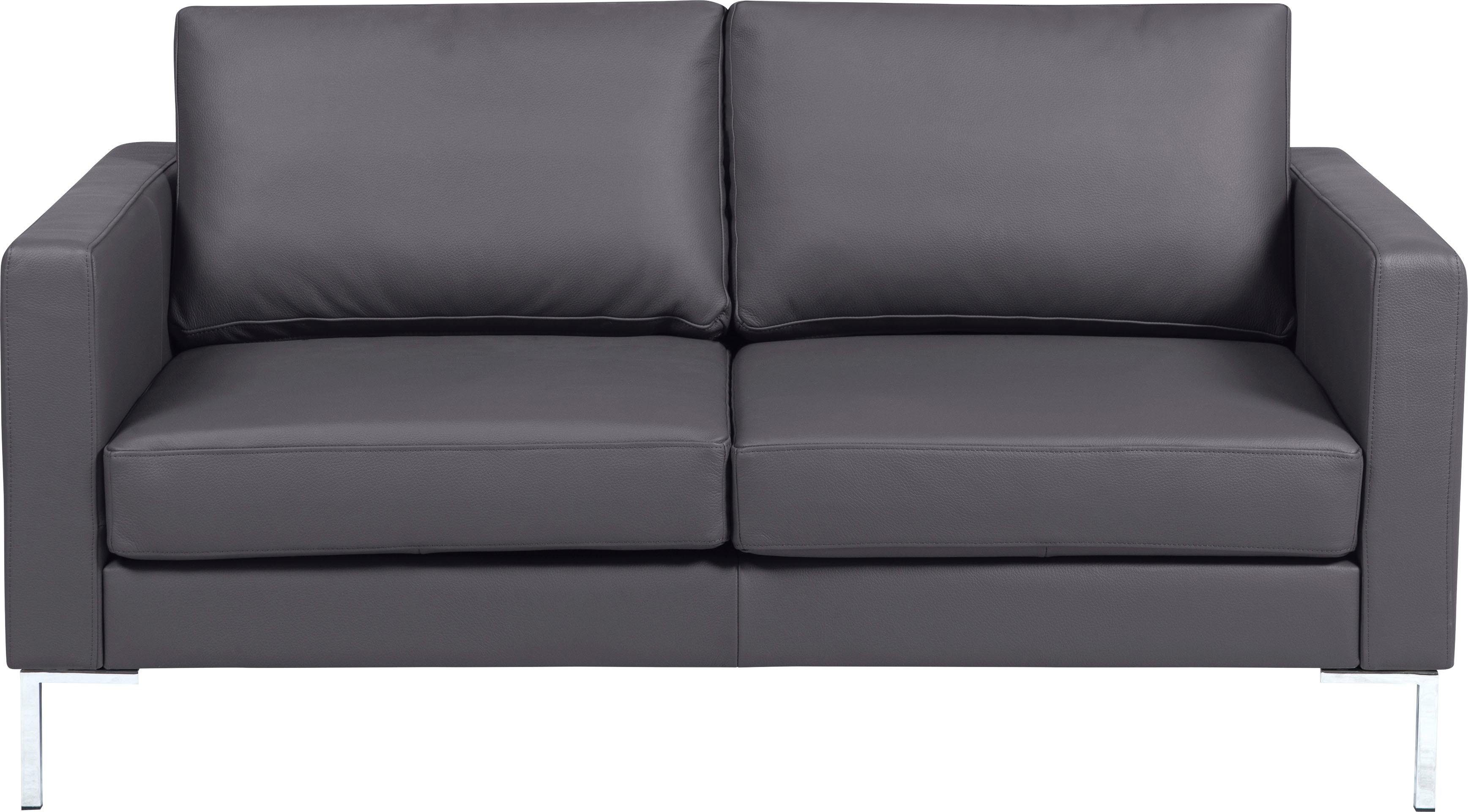 Portobello Sofa 2-Sitzer Leder Metall Dunkelgrau