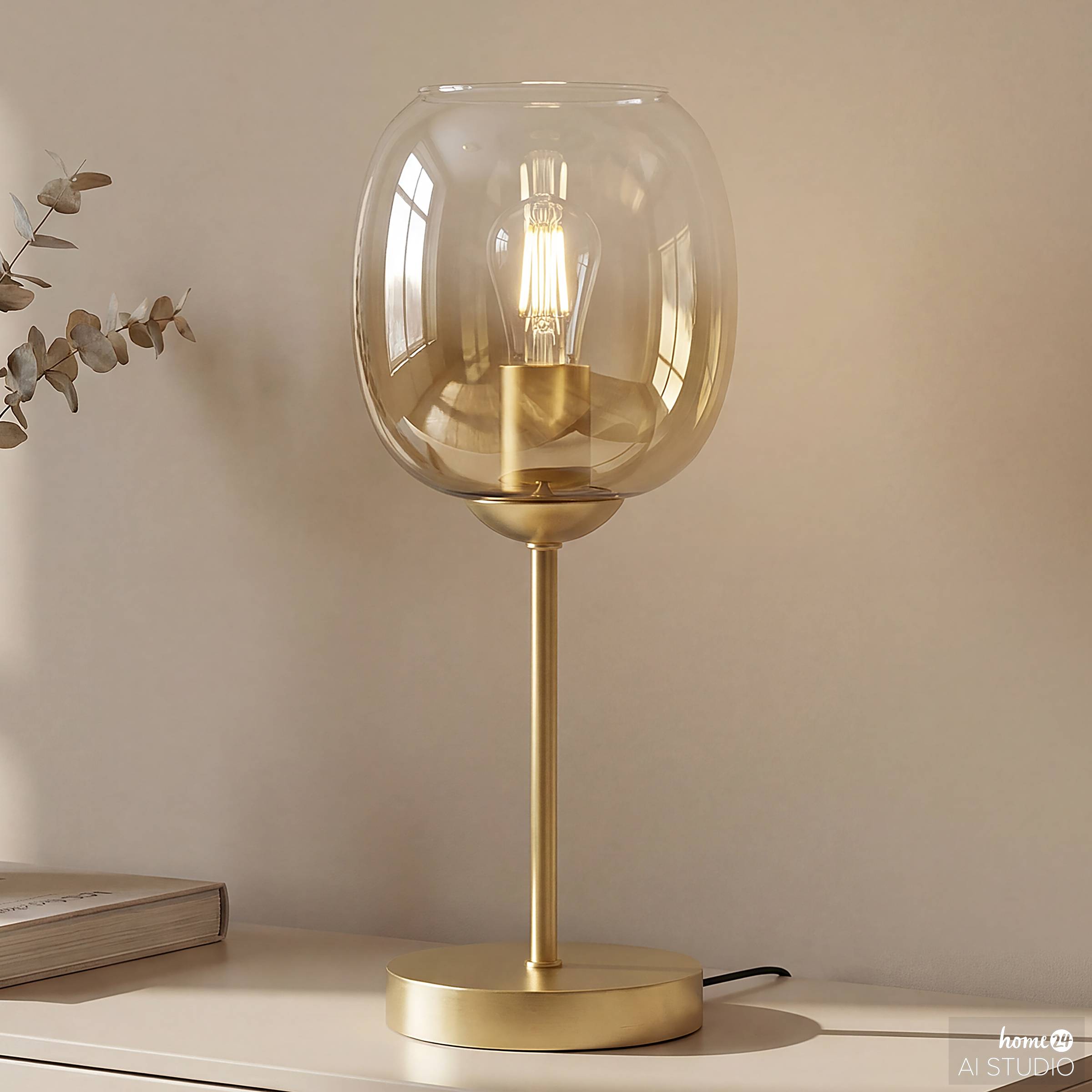 Armta Tischleuchte Glas Eisen Gold