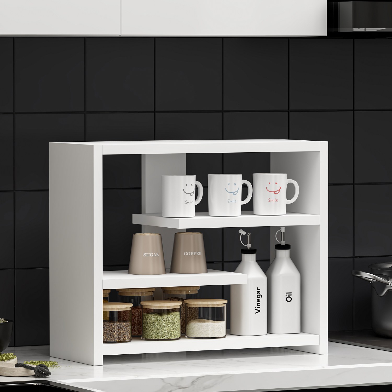 Gupse Wandregal Holzfurnier Weiß