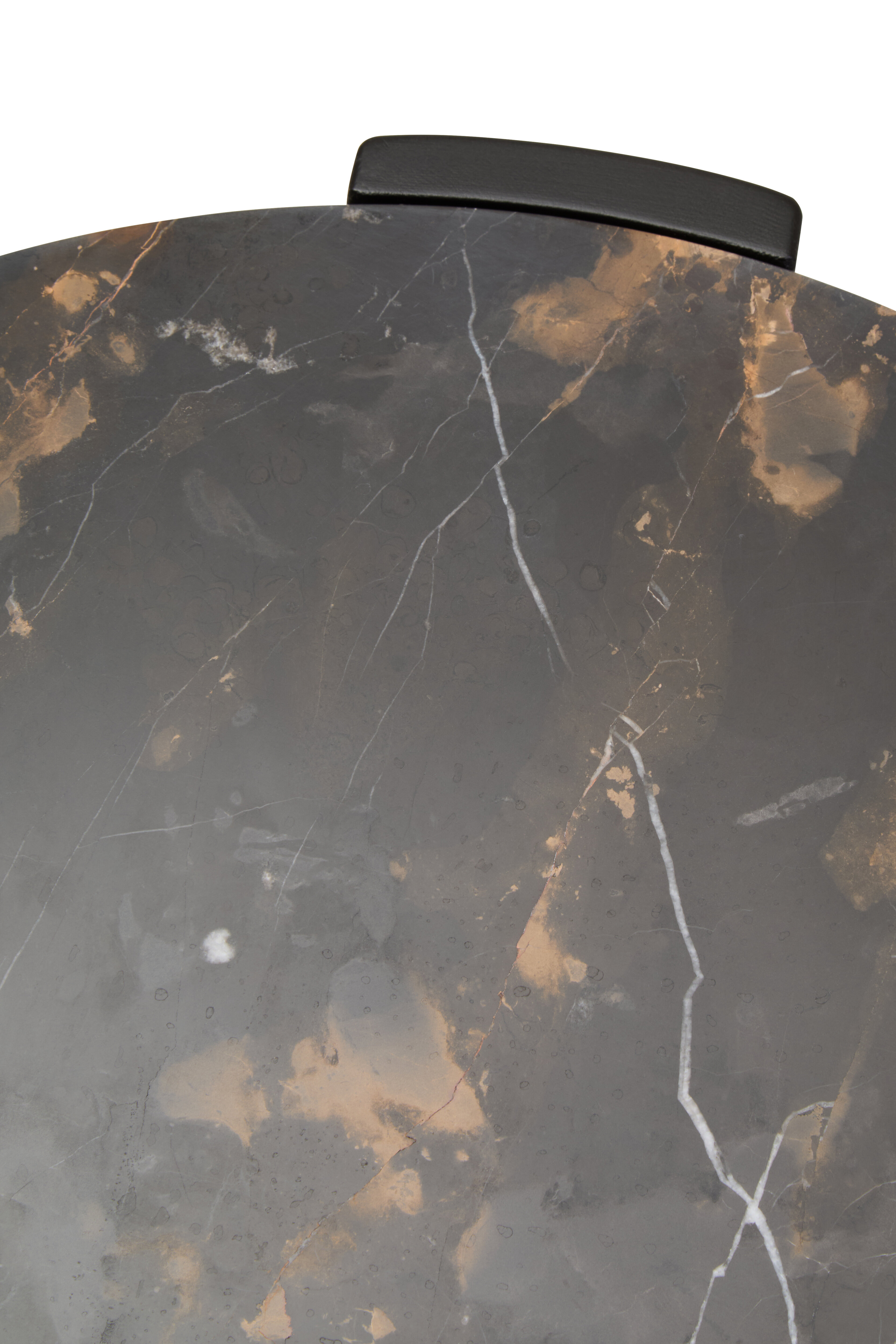 Palermo Runder Marmorplatte Beistelltisch Holz Schwarz