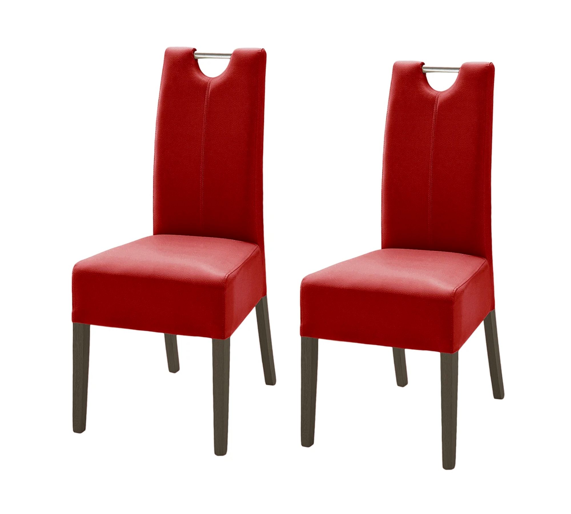 2x Esszimmerstuhl Kunstleder Buche Rot Dunkelbraun