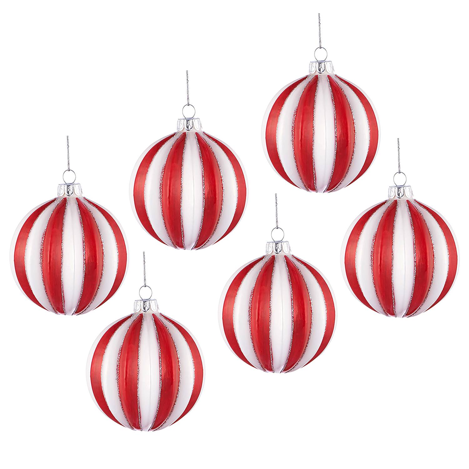 Glaskugel HANG ON Relief 6er-Set Glas Rot / Weiß