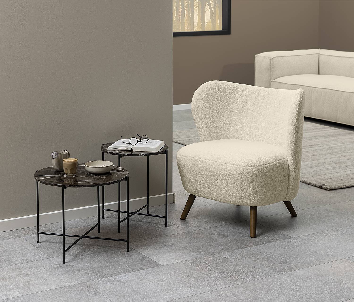 Side Table Carwile Marble Brown 52 cm