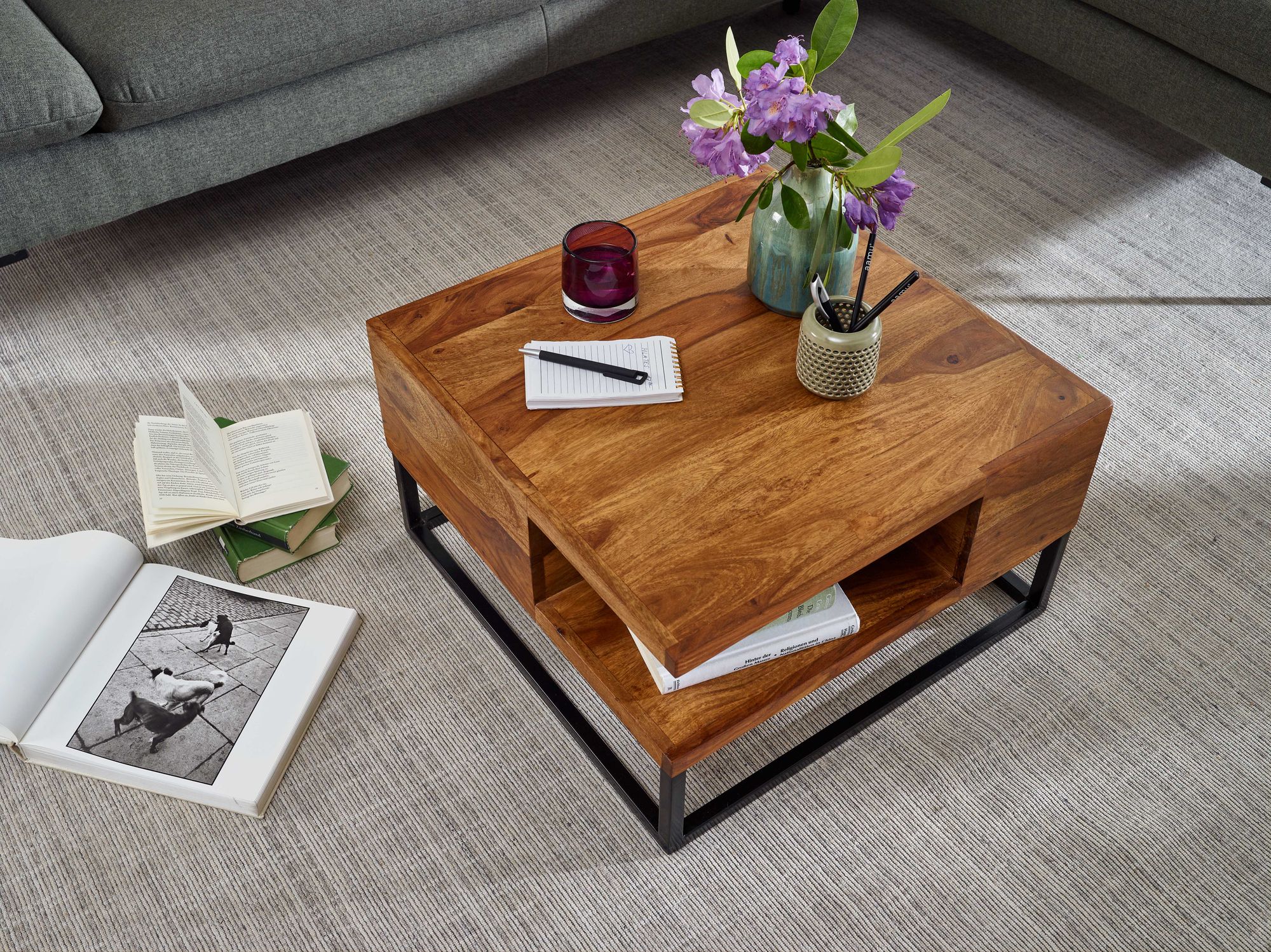 Klenz Coffee table Sheesham stainless steel