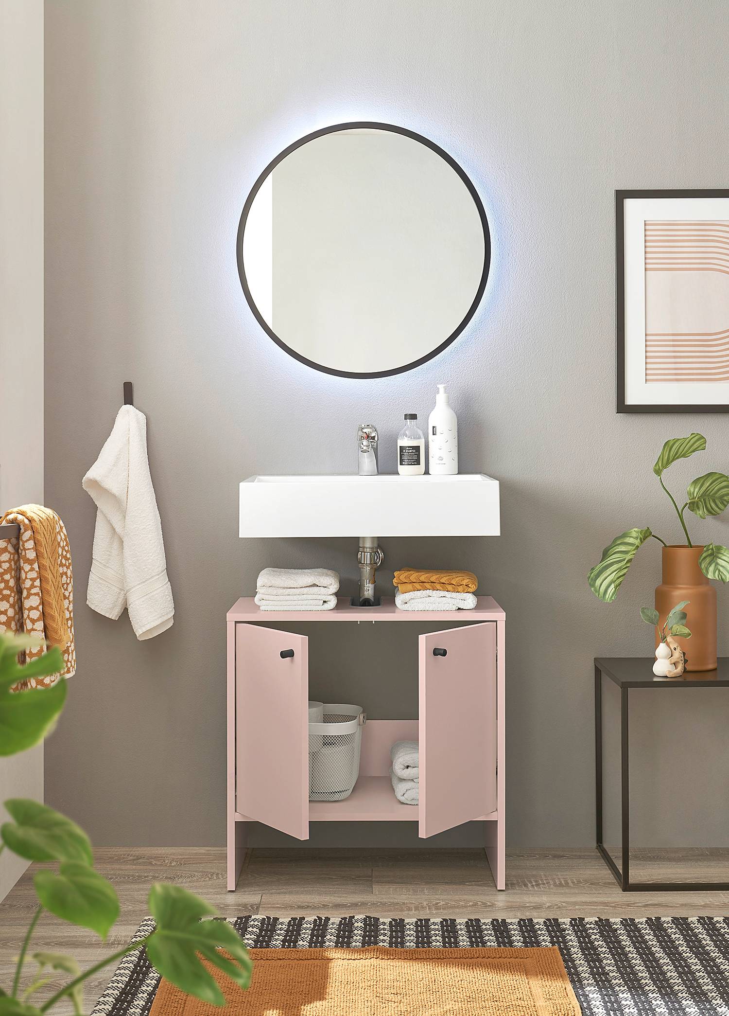 Stoshino Waschbeckenunterschrank  Hellrosa