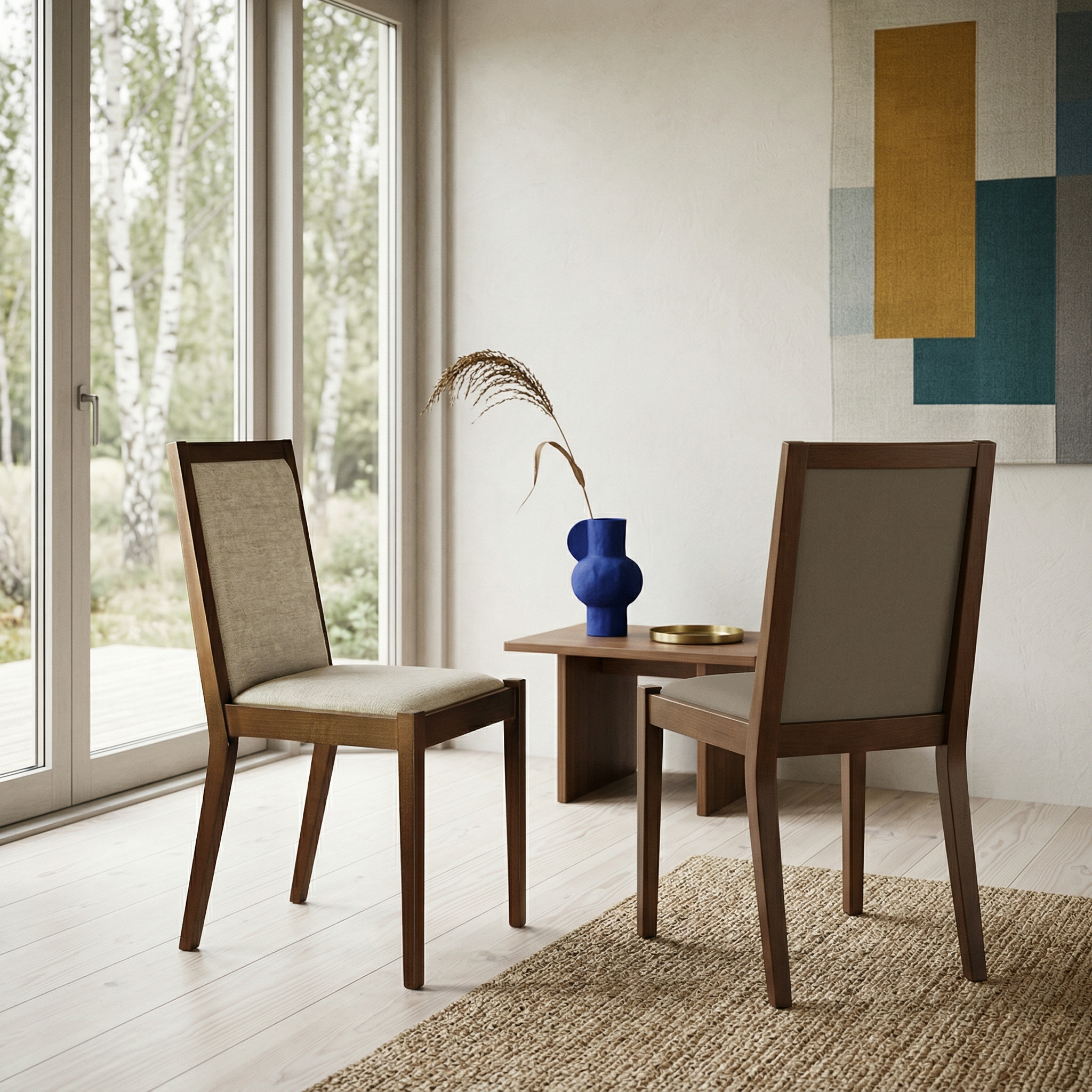 2x Luna Sedia Legno Noce Beige