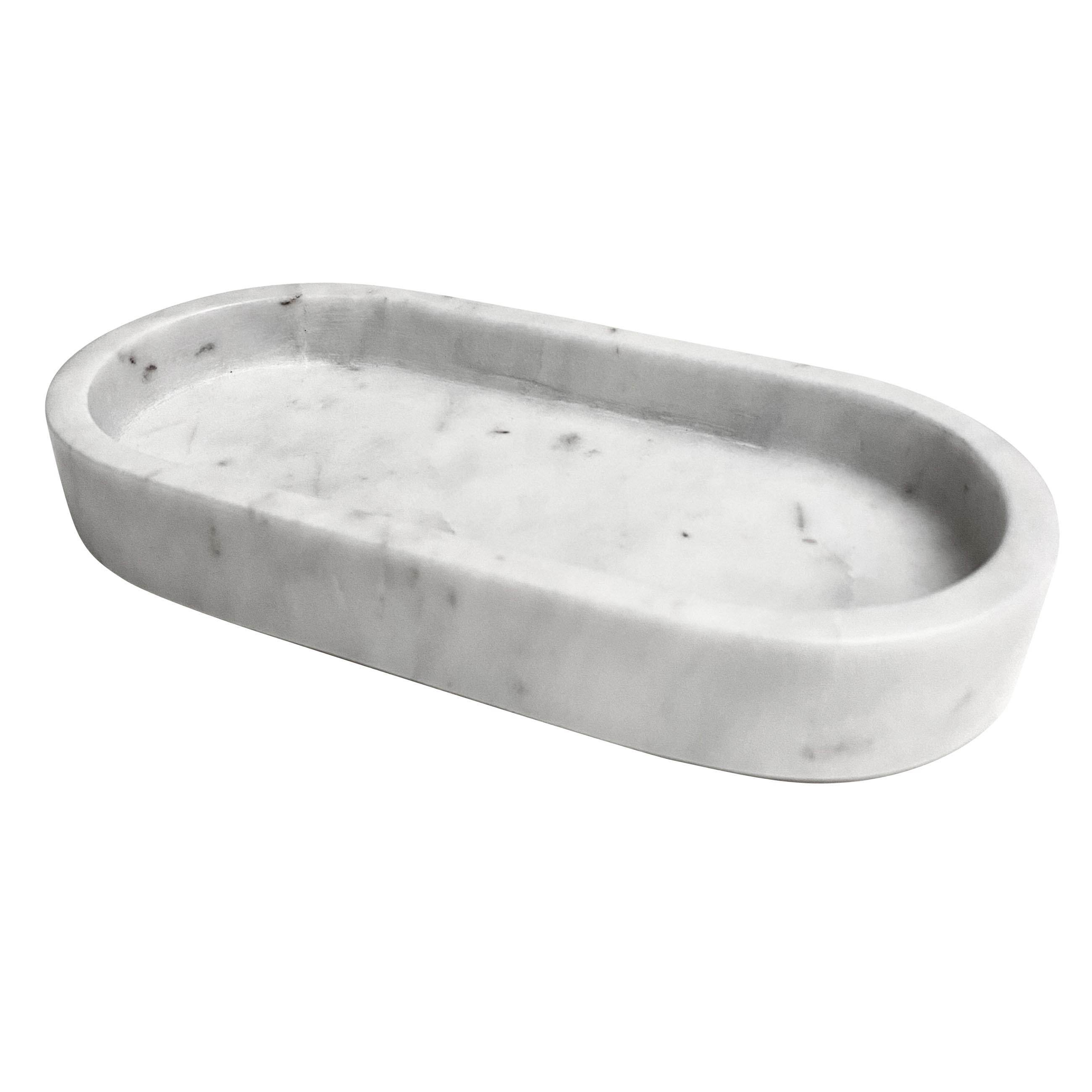 Marble tray Oval White