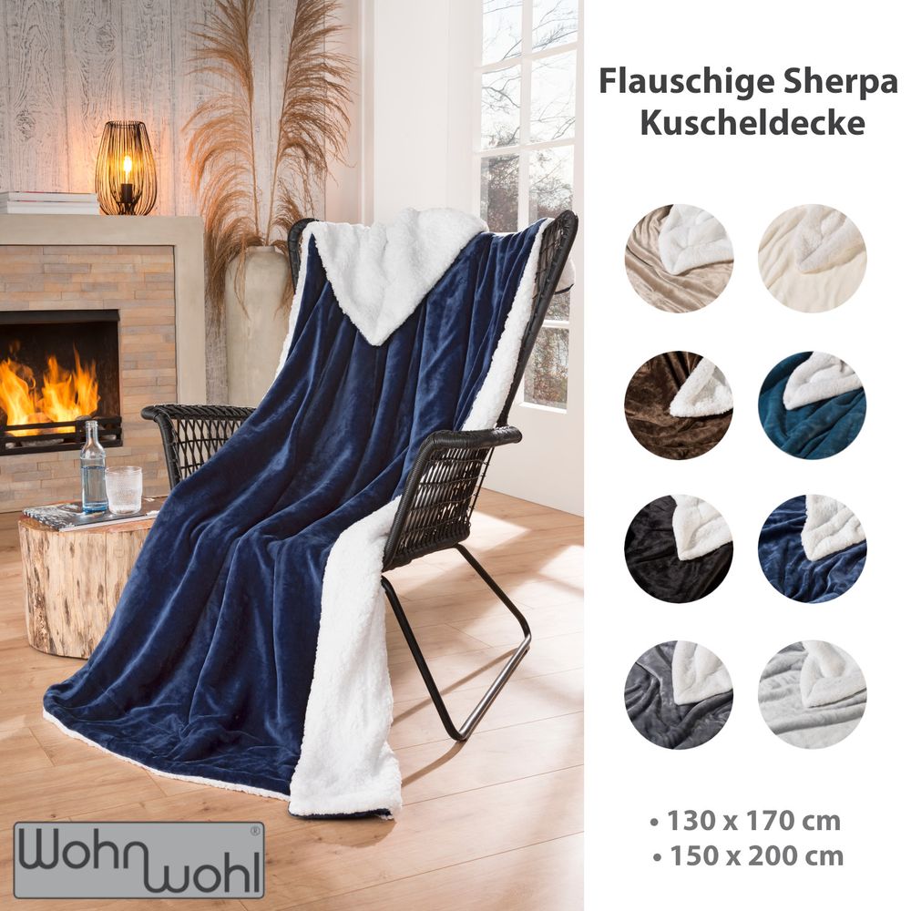 Wohndecke Sherpa Blau