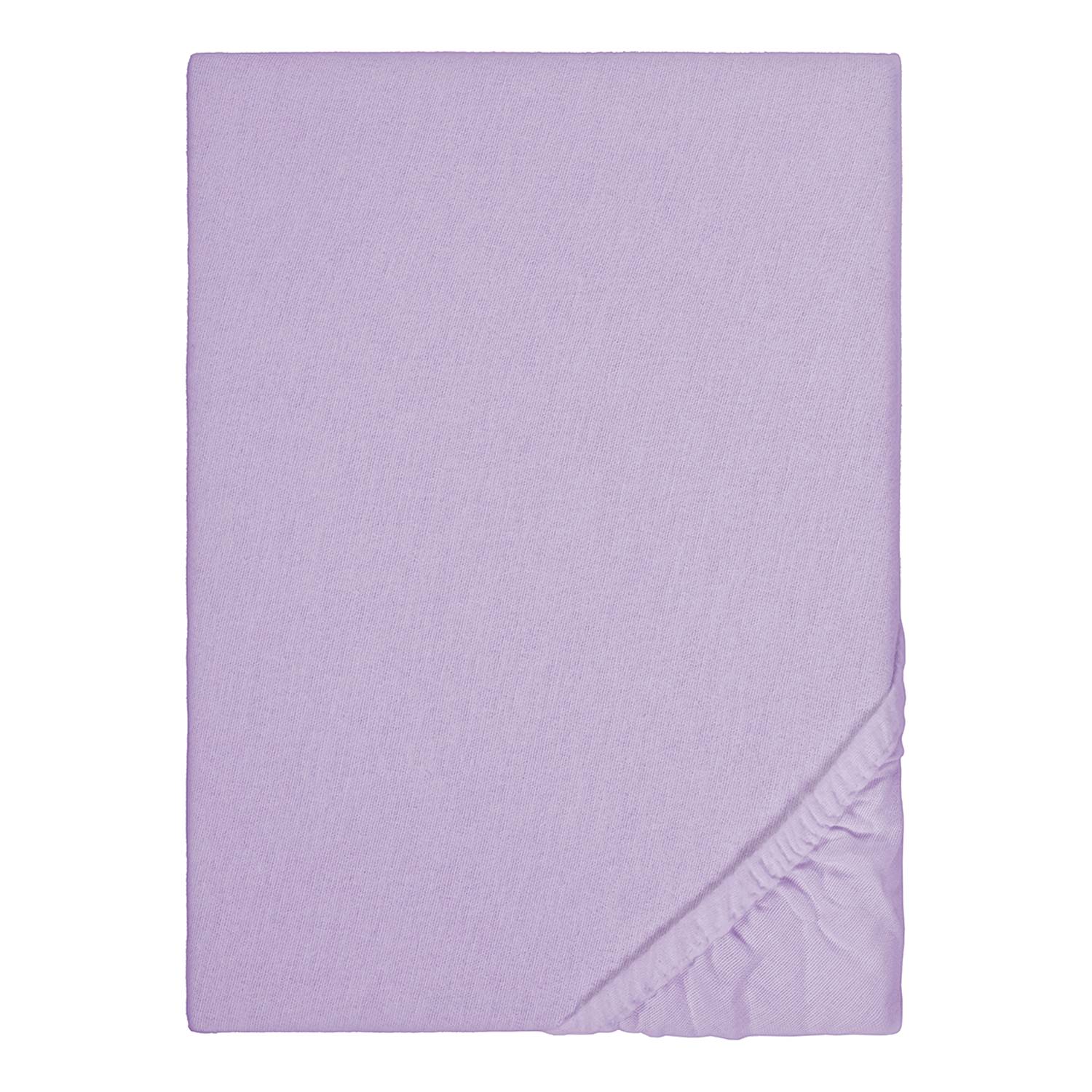 Feinbiber Spannbetttuch Baumwolle Flieder 140-160 x 200 cm
