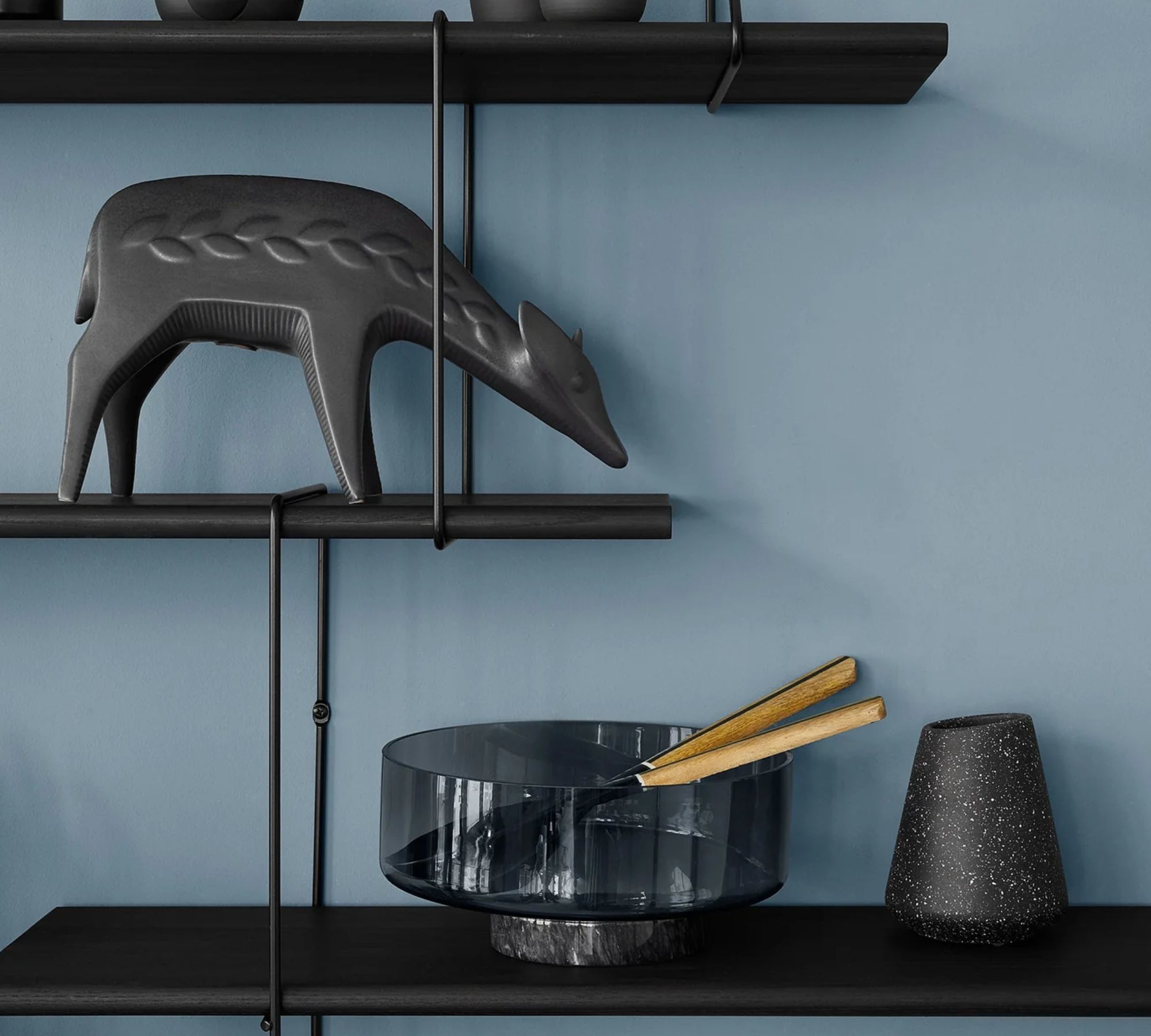 Link Duo Scaffale a parete Legno Acciaio Nero
