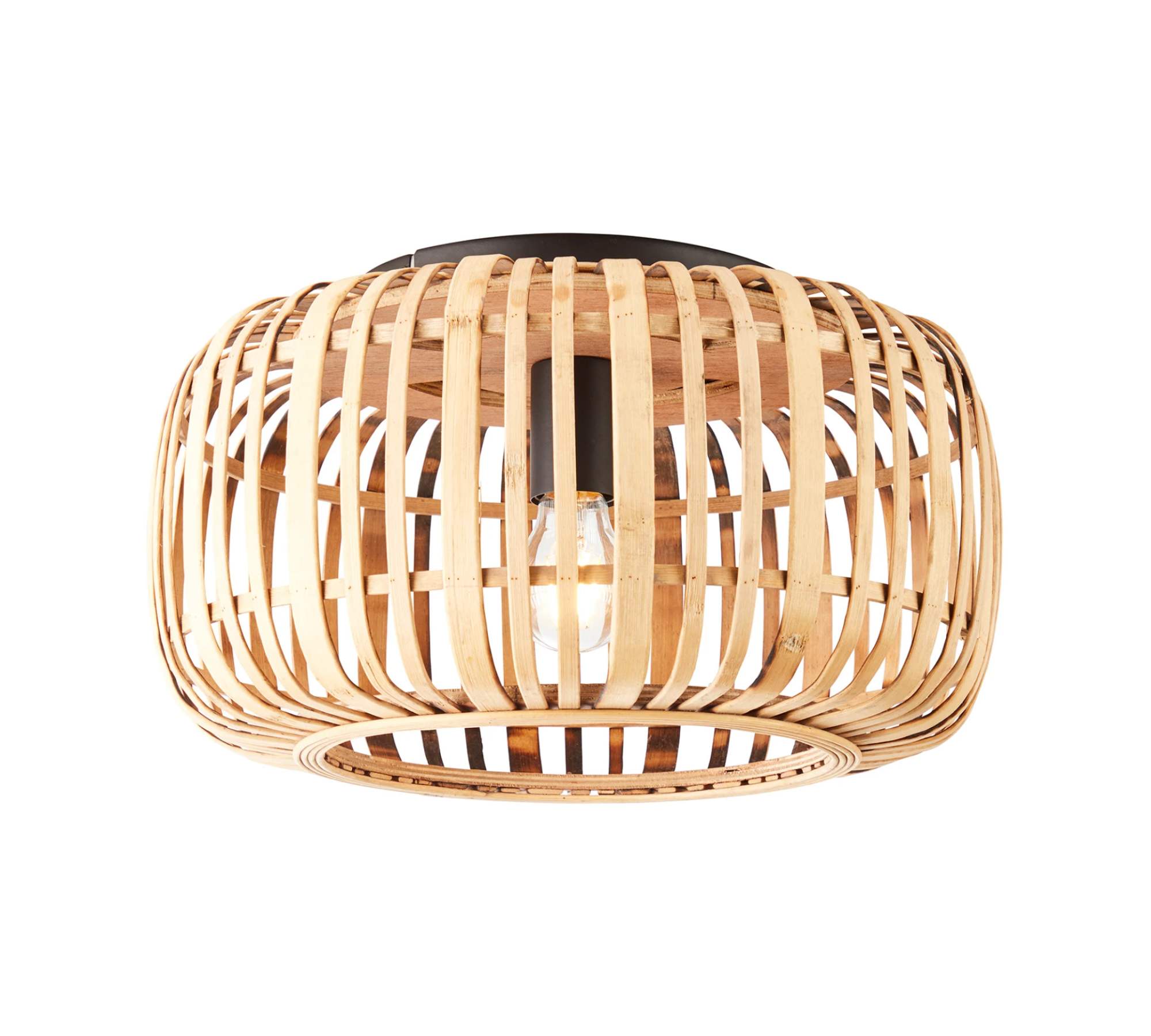 1-Flammige Deckenleuchte Rattan Eisen Naturbelassen