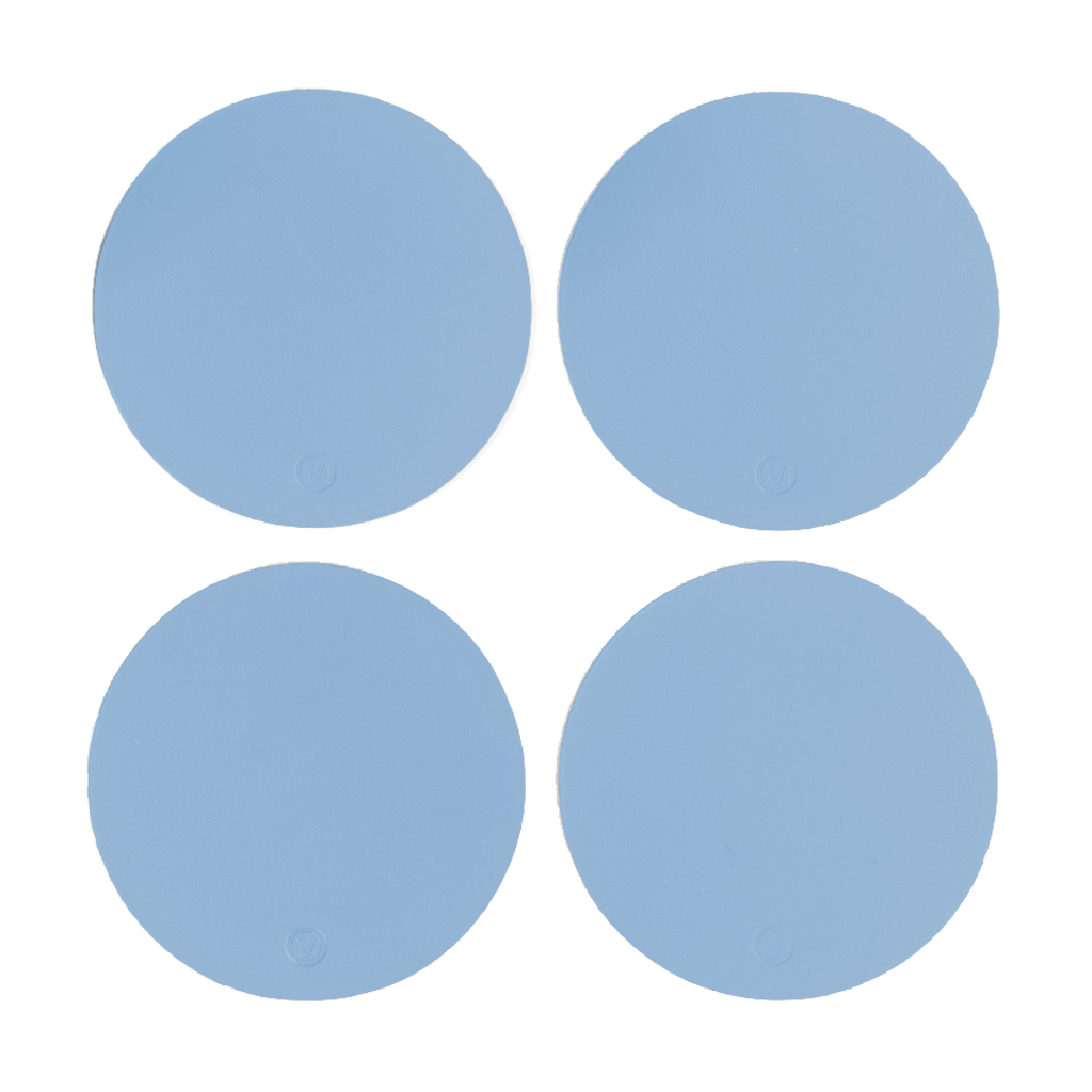 4x Sottobicchieri Rotondi 100% Pelle Riciclata Azzurro