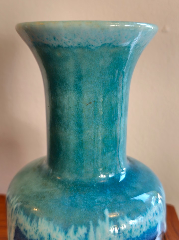 Vintage Vase Keramik Blau 1970er Jahre