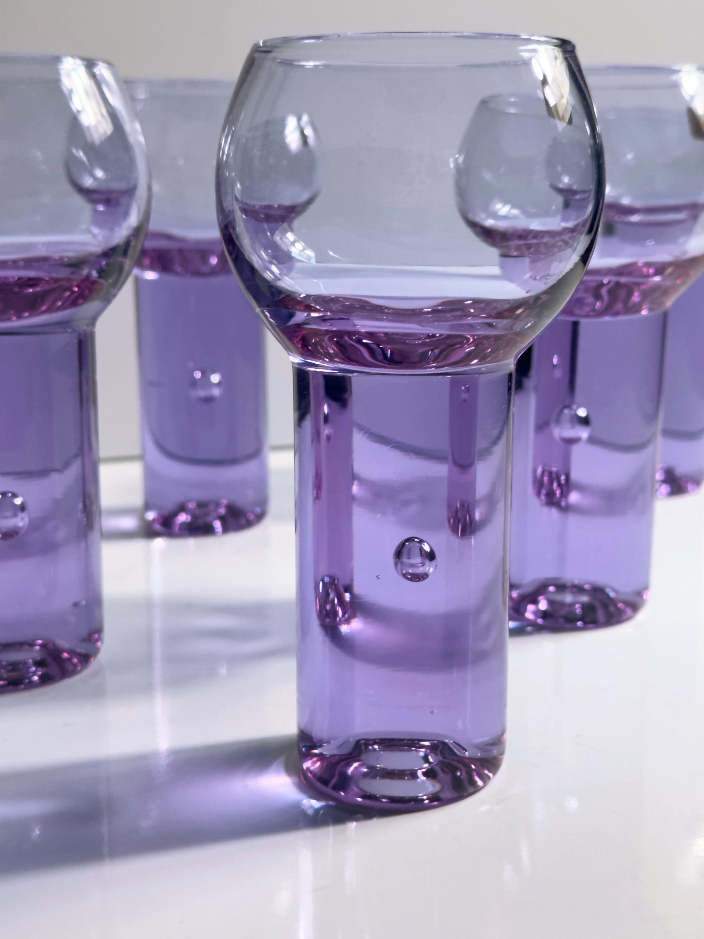 6x Bicchieri da aperitivo vintage in vetro alessandrite anni '70