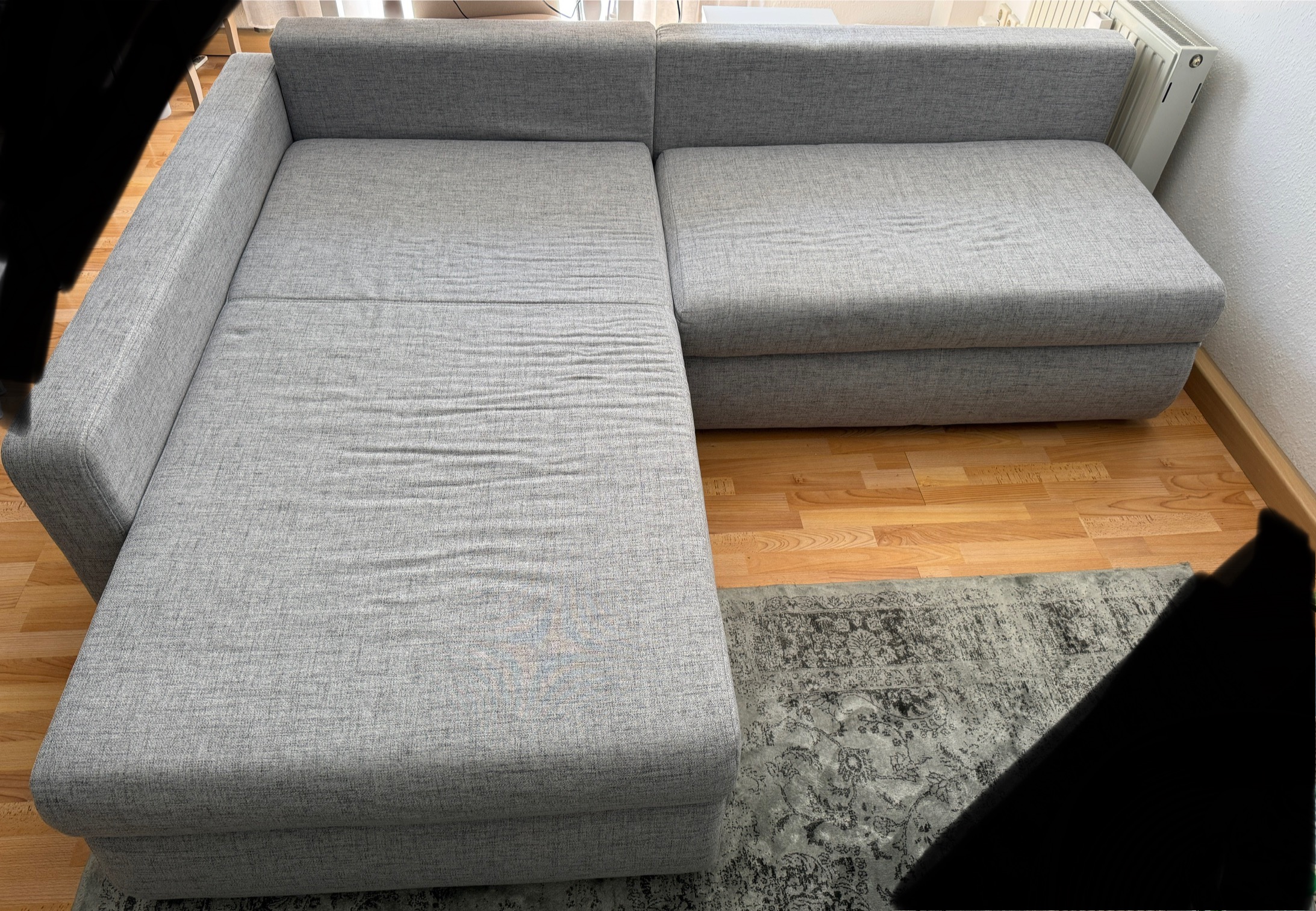 Ecksofa mit Schlaffunktion Textil Grau