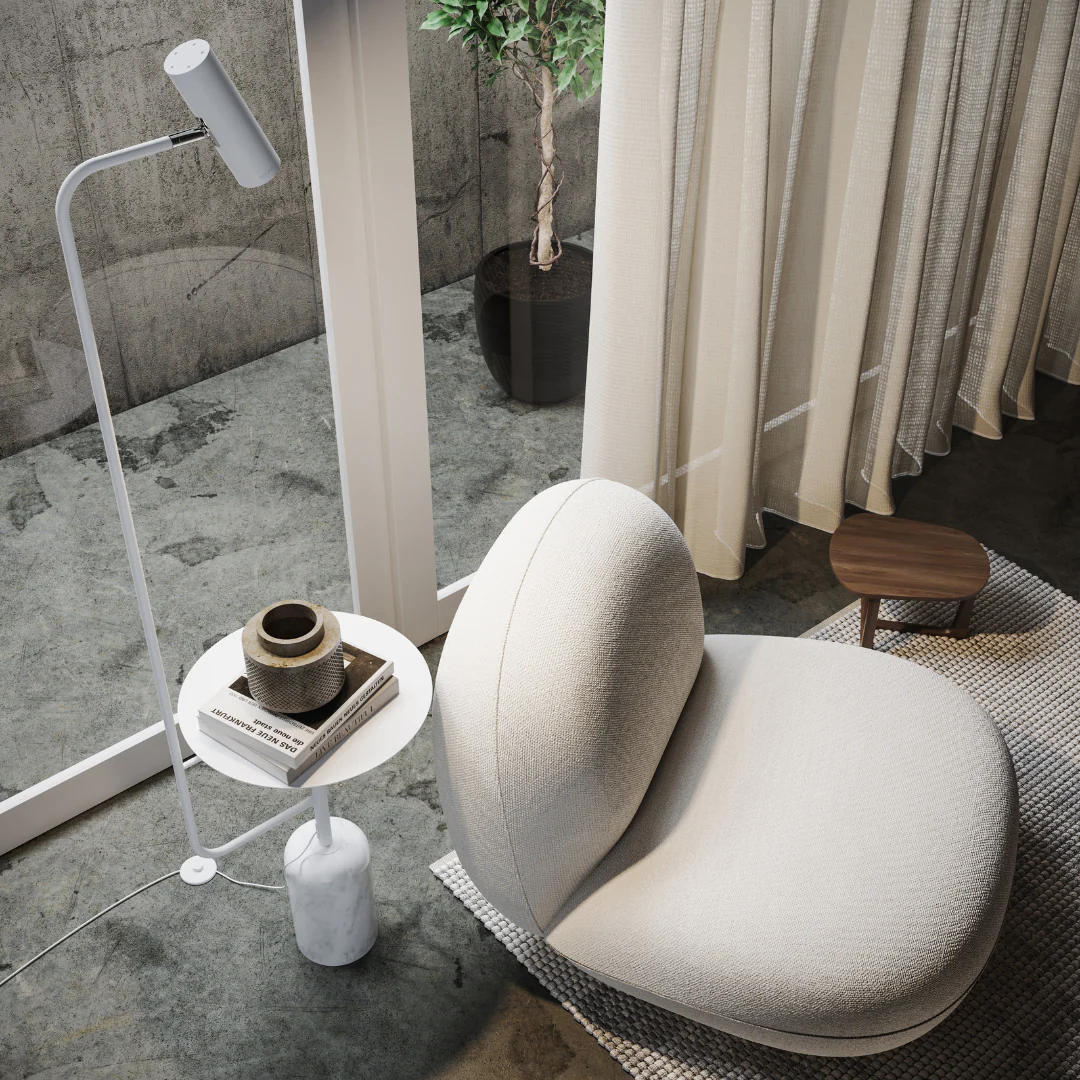 1-Flammige Stehleuchte Artemis Aluminium Stein Weiß