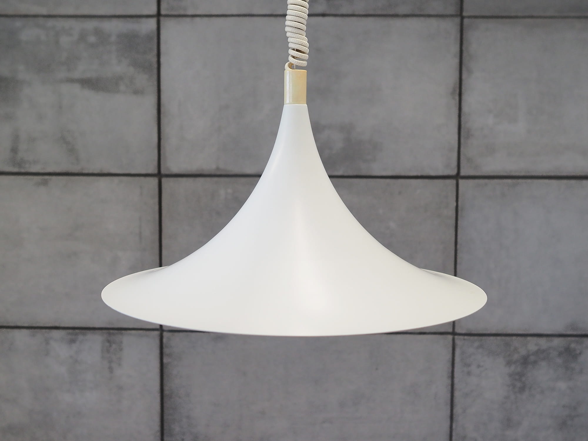 Vintage pendant lamp metal white 1960s