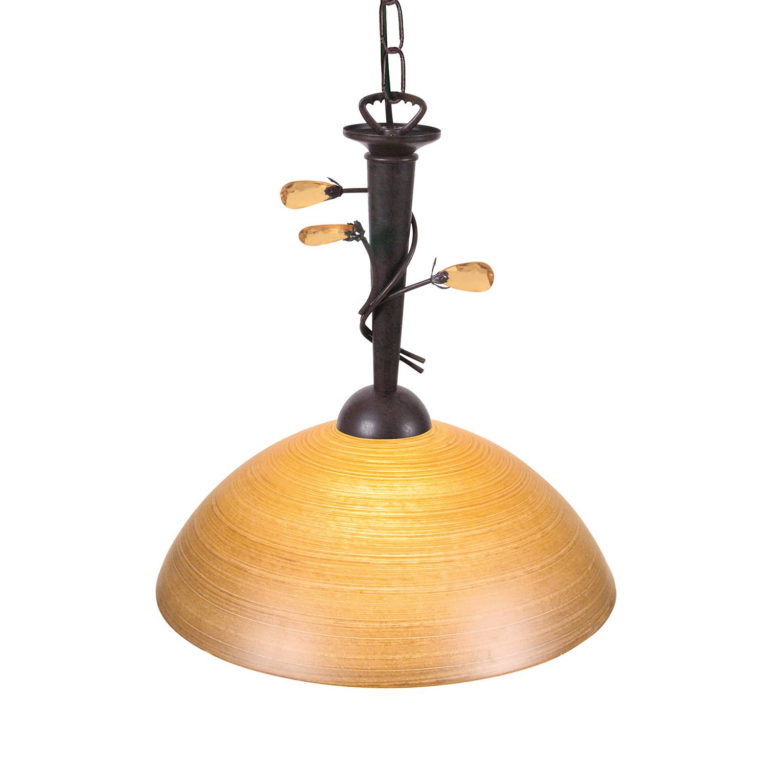 Rustic Flower Glaspendelleuchte Braun Metall 1-flammig
