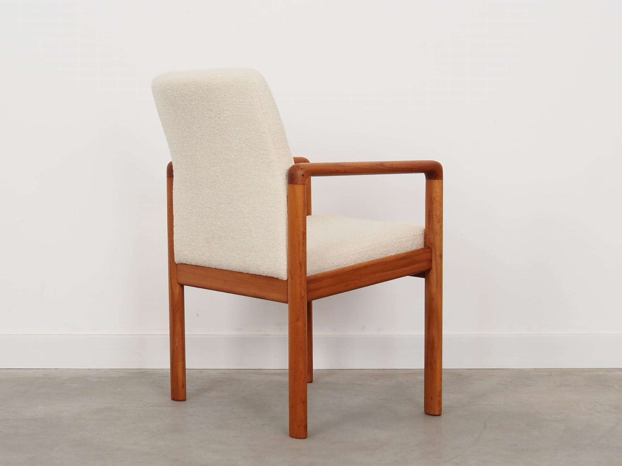 Vintage Chair Teak Wood Textile White 1970s