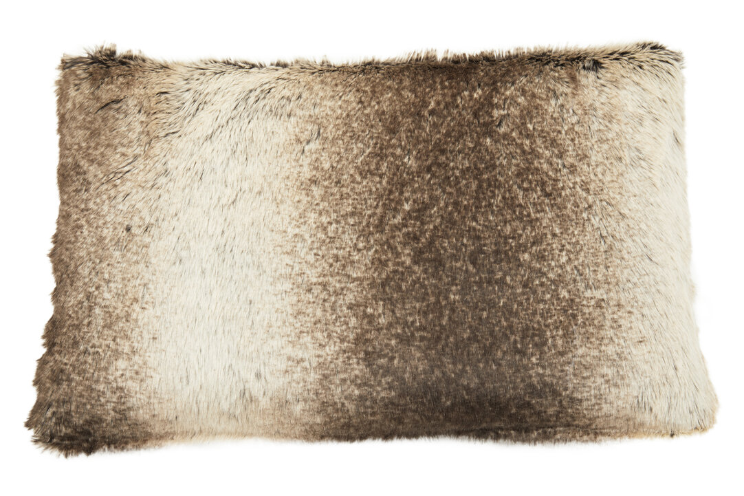 Bosie Lamina Mocha Ombre Rectangular Faux Fur Cushion