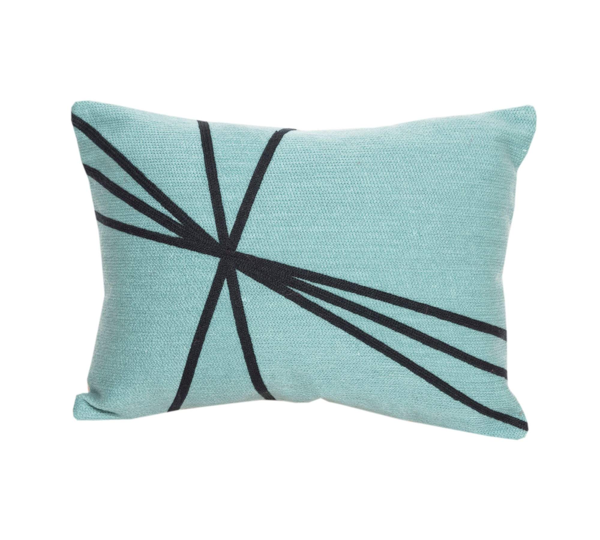 Embroidered cotton pillow with feather filling Turquoise Navy