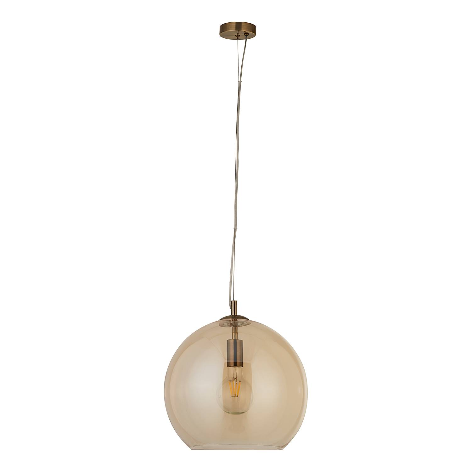 Pendant lamp Balls 1-light Steel Colored glass Amber